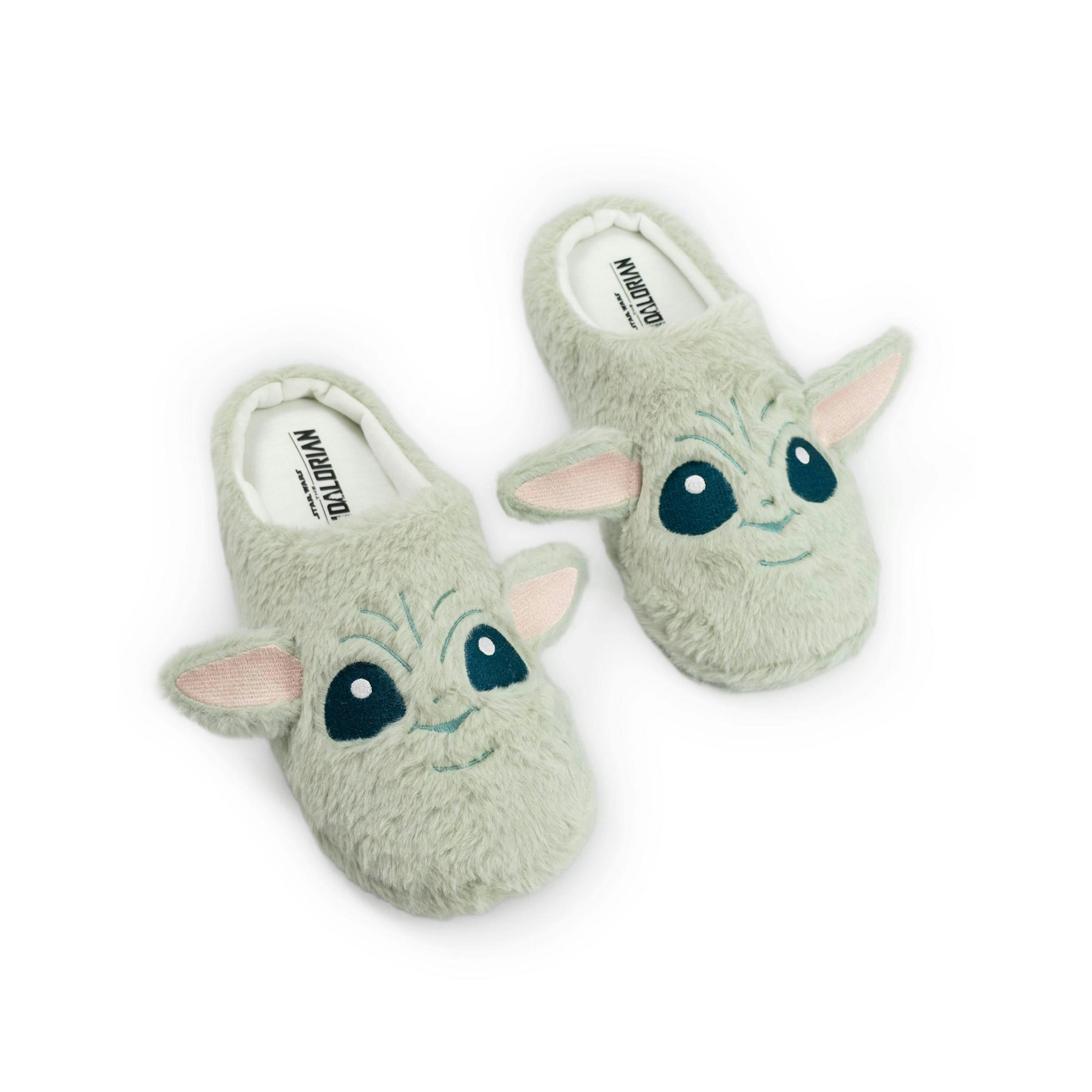 Star Wars Grogu Unisex Adults Green Fluffy Mule Slippers | 3D Ears Cosy Character Indoor Loungewear House Shoes | Movie Merch UK By Vanilla Underground , view 1 of 1
