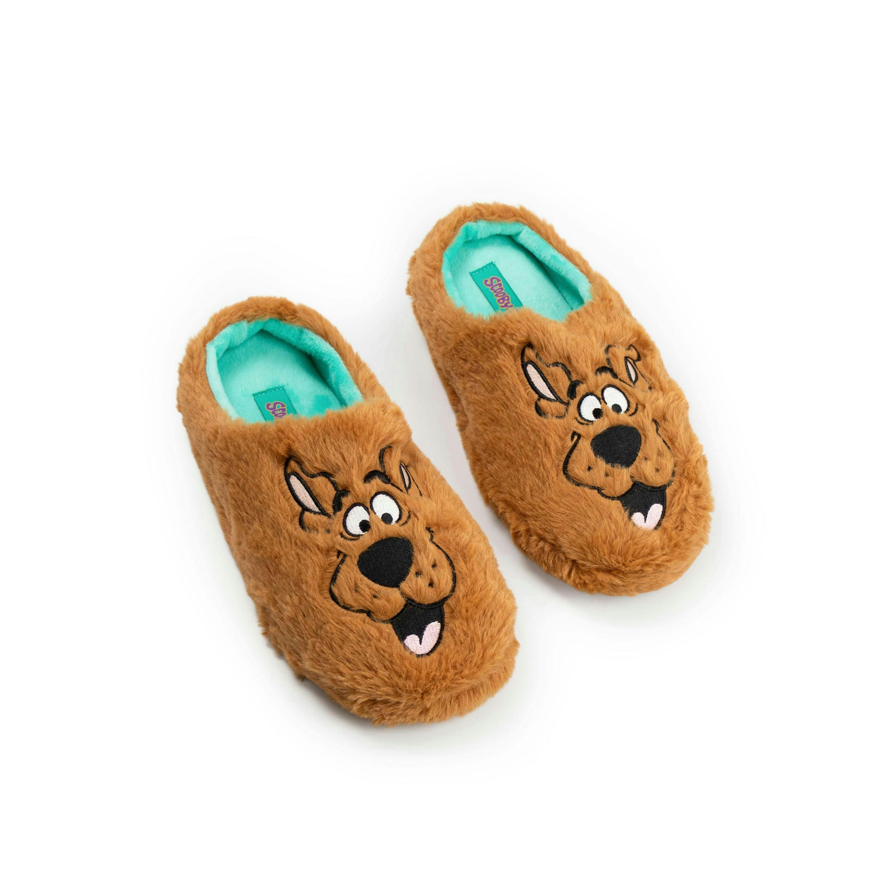 Scooby-Doo Unisex Adults Brown Fluffy Character Face Mule Slippers | Fun Cartoon Indoor Lounging House Shoes | Merch UK By Vanilla Underground , view 1 of 1