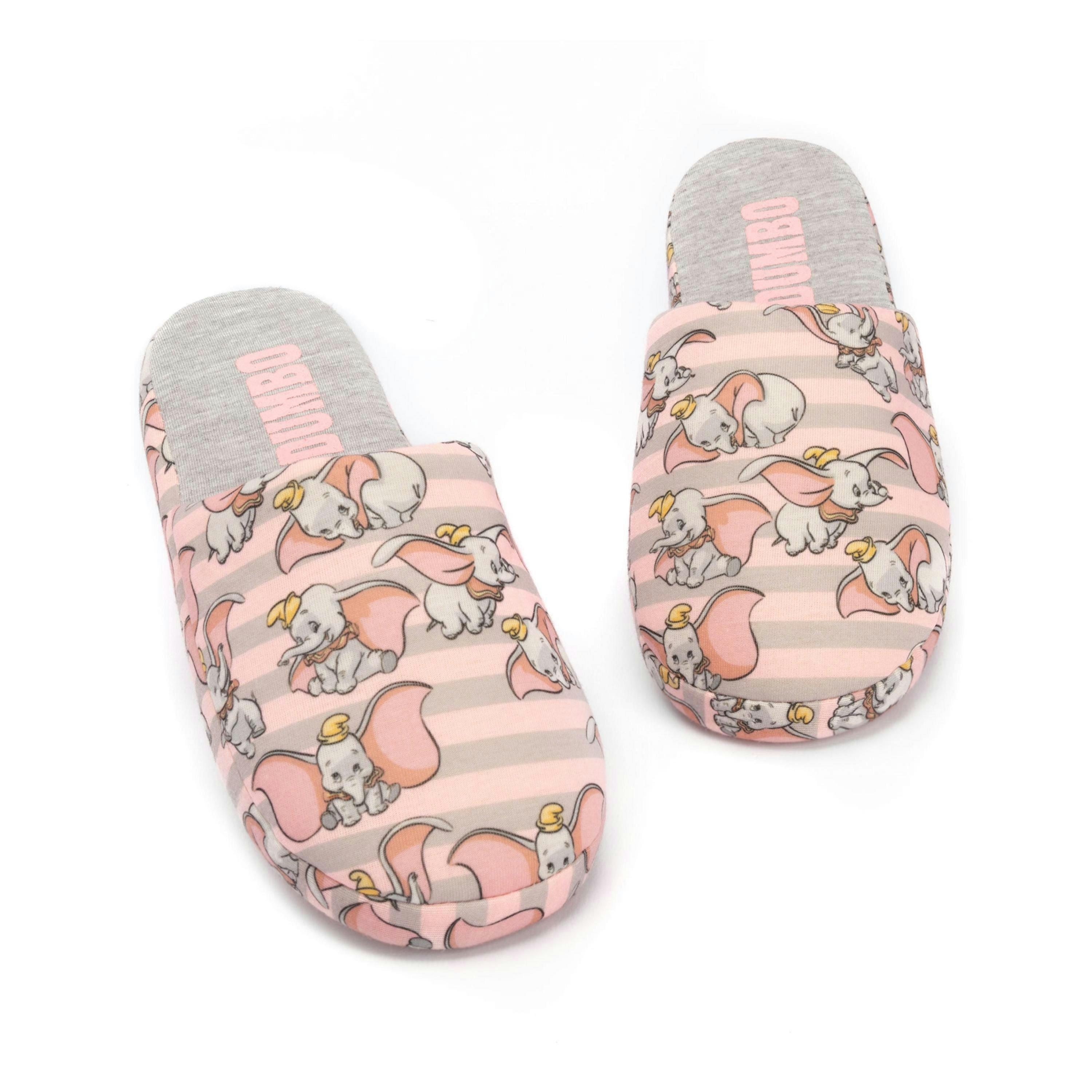 Disney Dumbo Women's Slippers | Ladies Grey & Pink Slip On House Shoes With Grip Sole | Adults Gift UK By Vanilla Underground , view 1 of 1