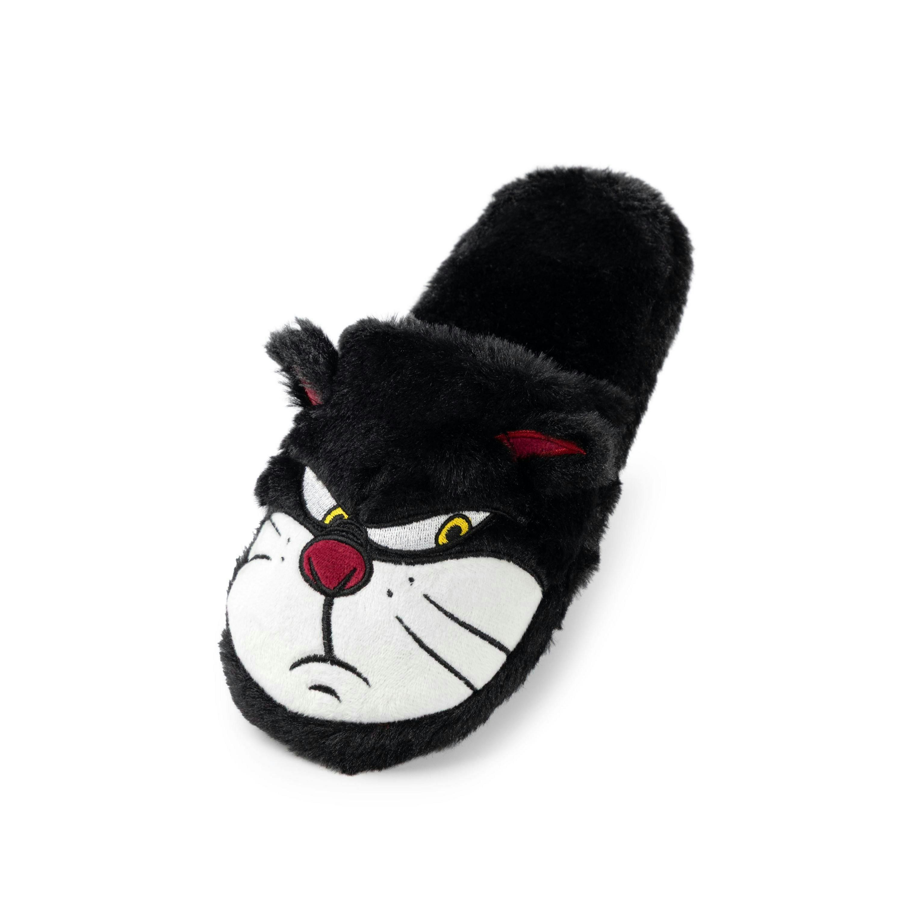 Disney Cinderella Lucifer Women's Slippers | Ladies Fluffy Black Cat 3D Ears House Shoes | Foam Slip On Merchandise UK By Vanilla Underground , view 1 of 1