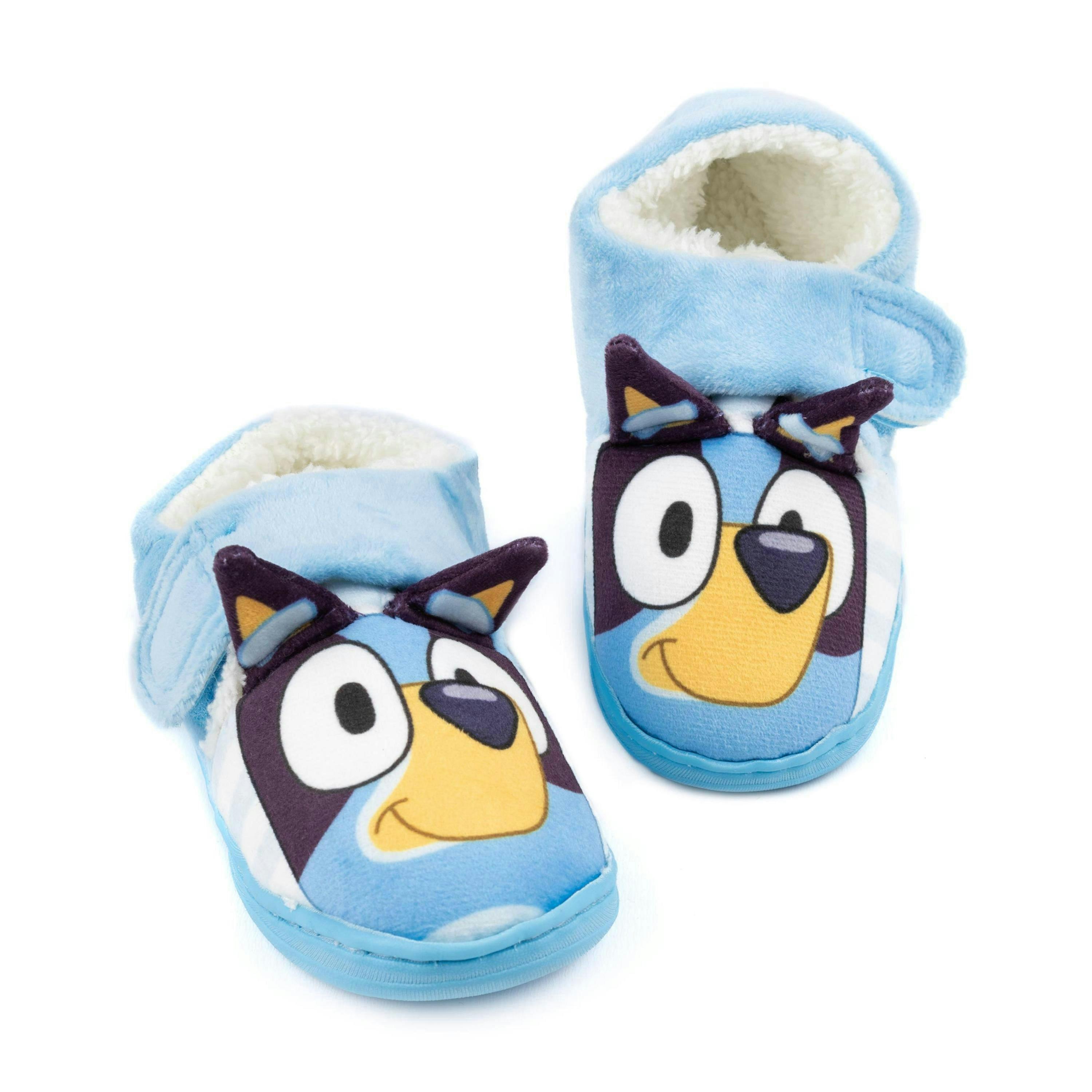 Bluey Kids Toddlers Slippers | Boys Girls Blue Heeler Puppy 3D Ears House Shoes | Supportive Strap Synthetic Sole | TV Show Merch By Vanilla Underground , view 1 of 1