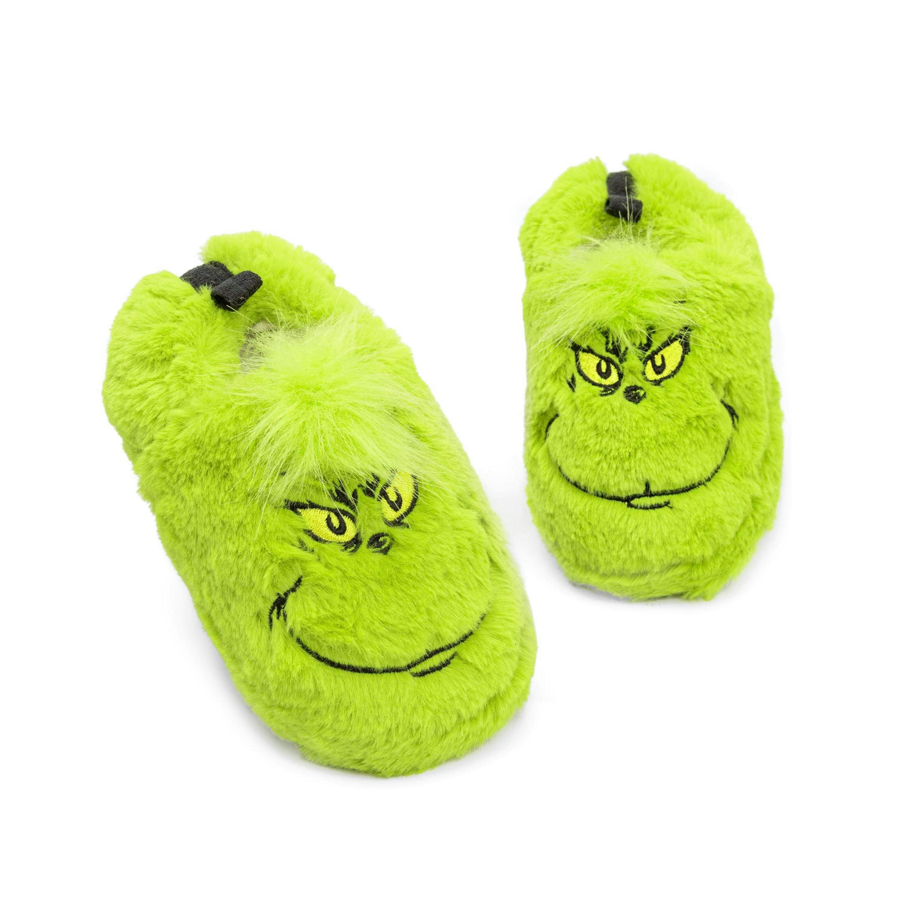 The Grinch Slippers for Kids | Soft Fur Green House Shoes for Boys & Girls UK Kids By Vanilla Underground , view 1 of 1