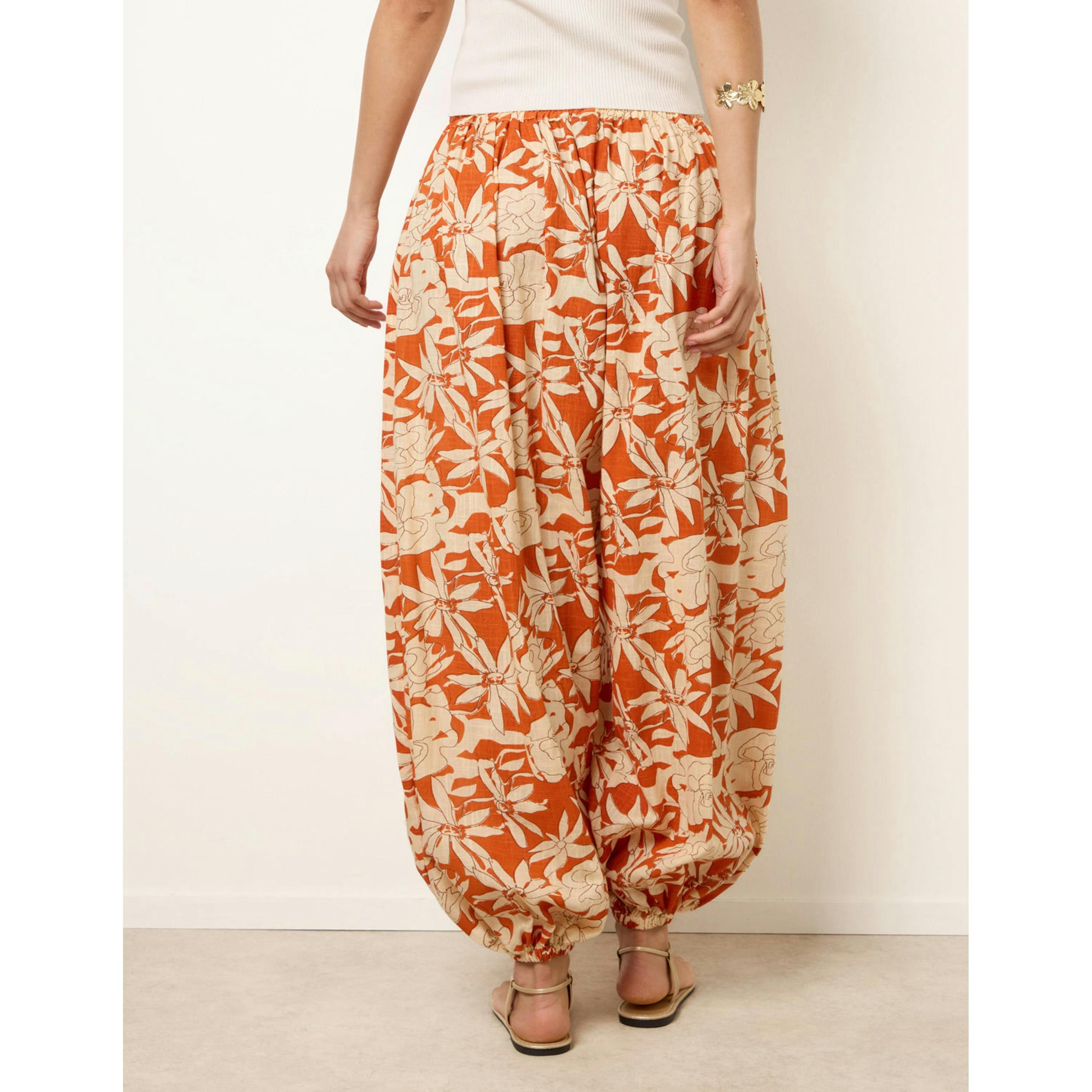 Blue Vanilla Floral Balloon Pants  in Orange , view 2 of 4