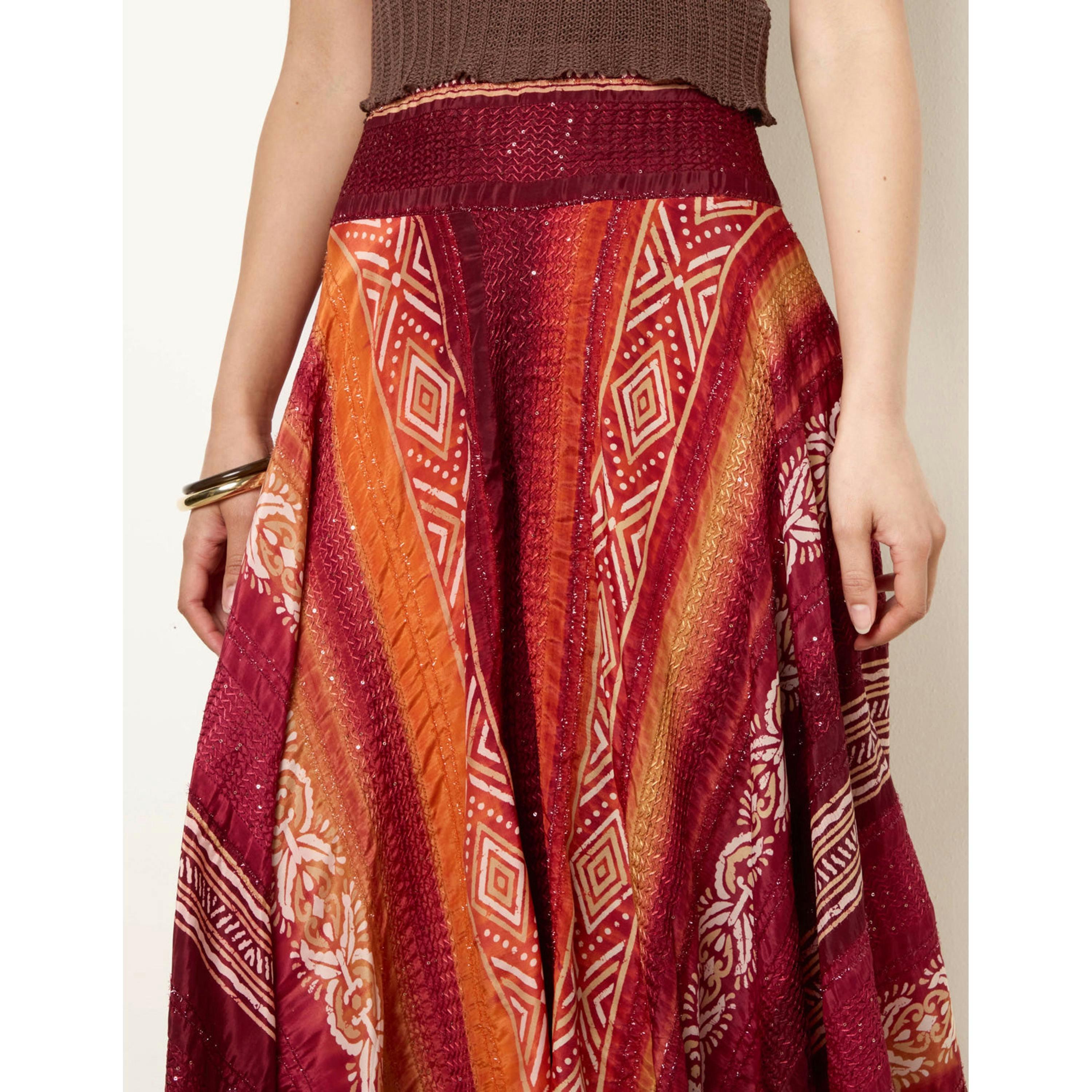 Blue Vanilla Sequin Jacquard Wide Leg Trousers  in Orange , view 3 of 4