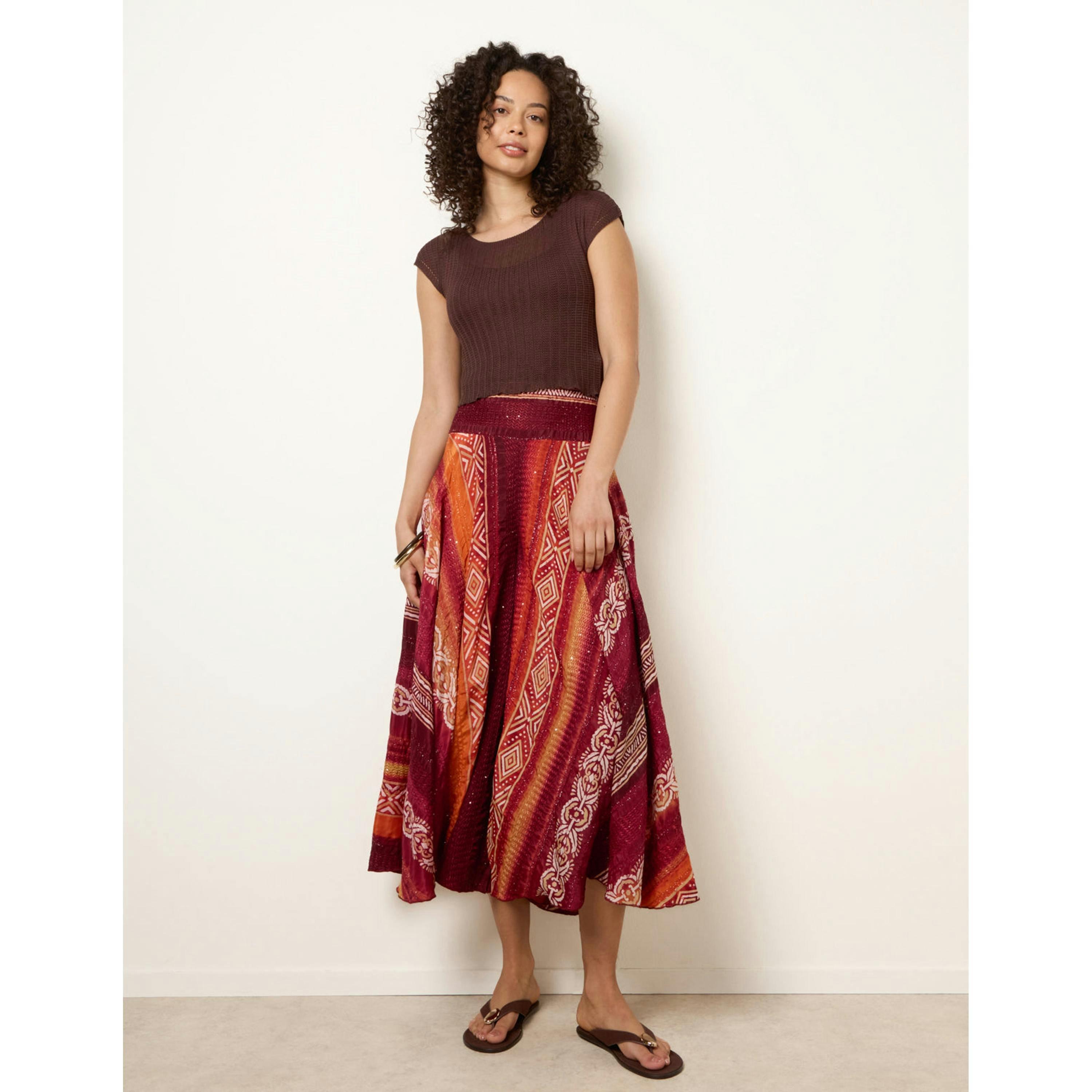 Blue Vanilla Sequin Jacquard Wide Leg Trousers  in Orange , view 4 of 4