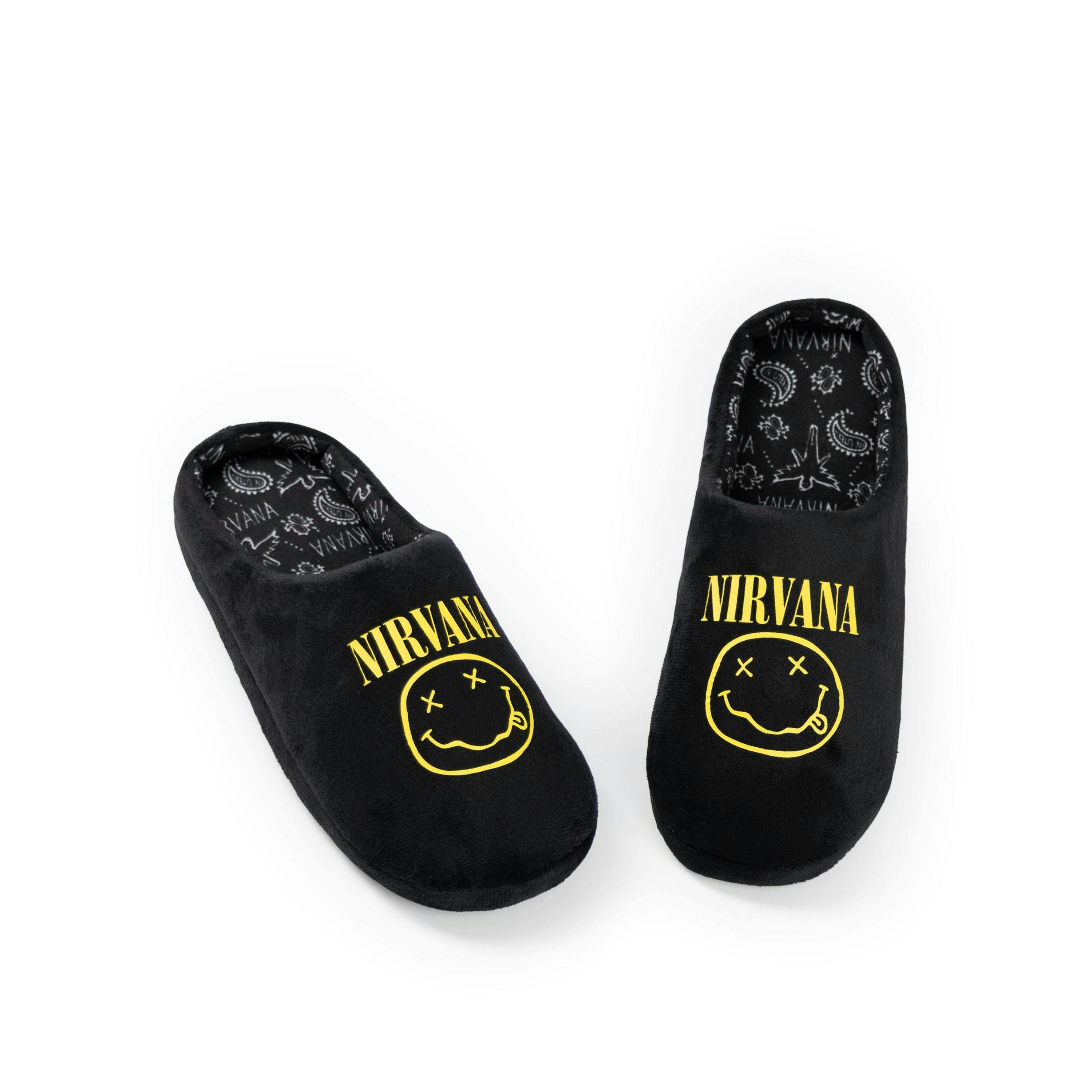 Nirvana Unisex Black Logo Mule Slippers | Comfortable Slip-On Indoor Footwear | Music Band Casual Home Wear Merchandise UK By Vanilla Underground , view 1 of 1