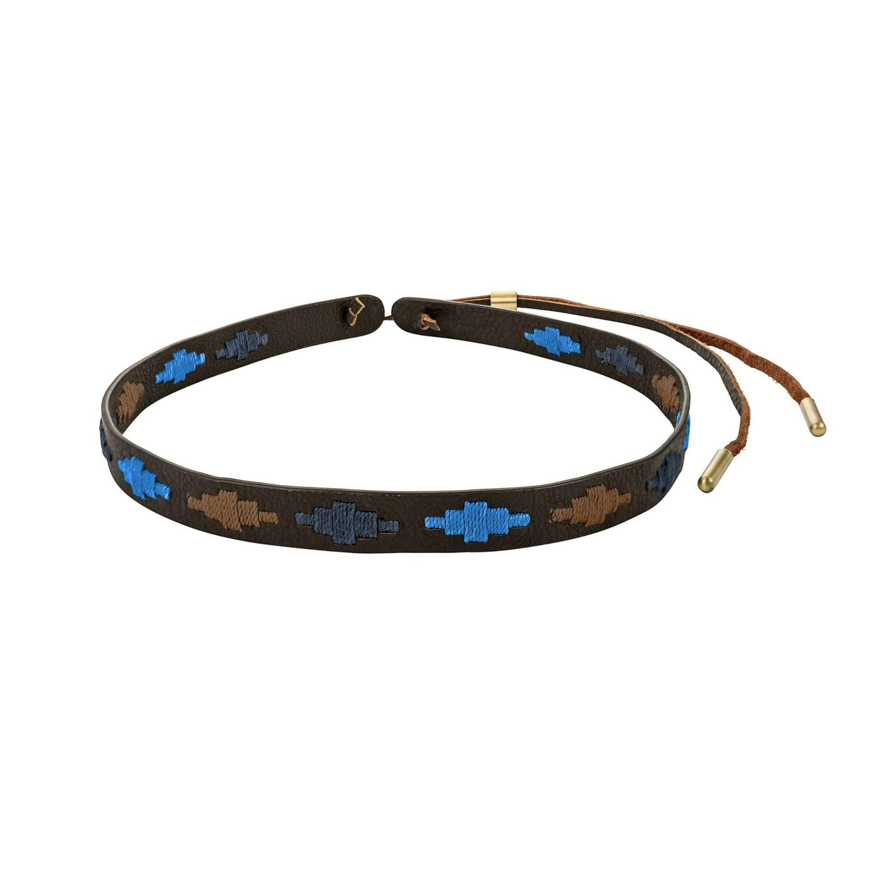 pampa leather hat band - brown, blue and navy diamonds , view 1 of 3