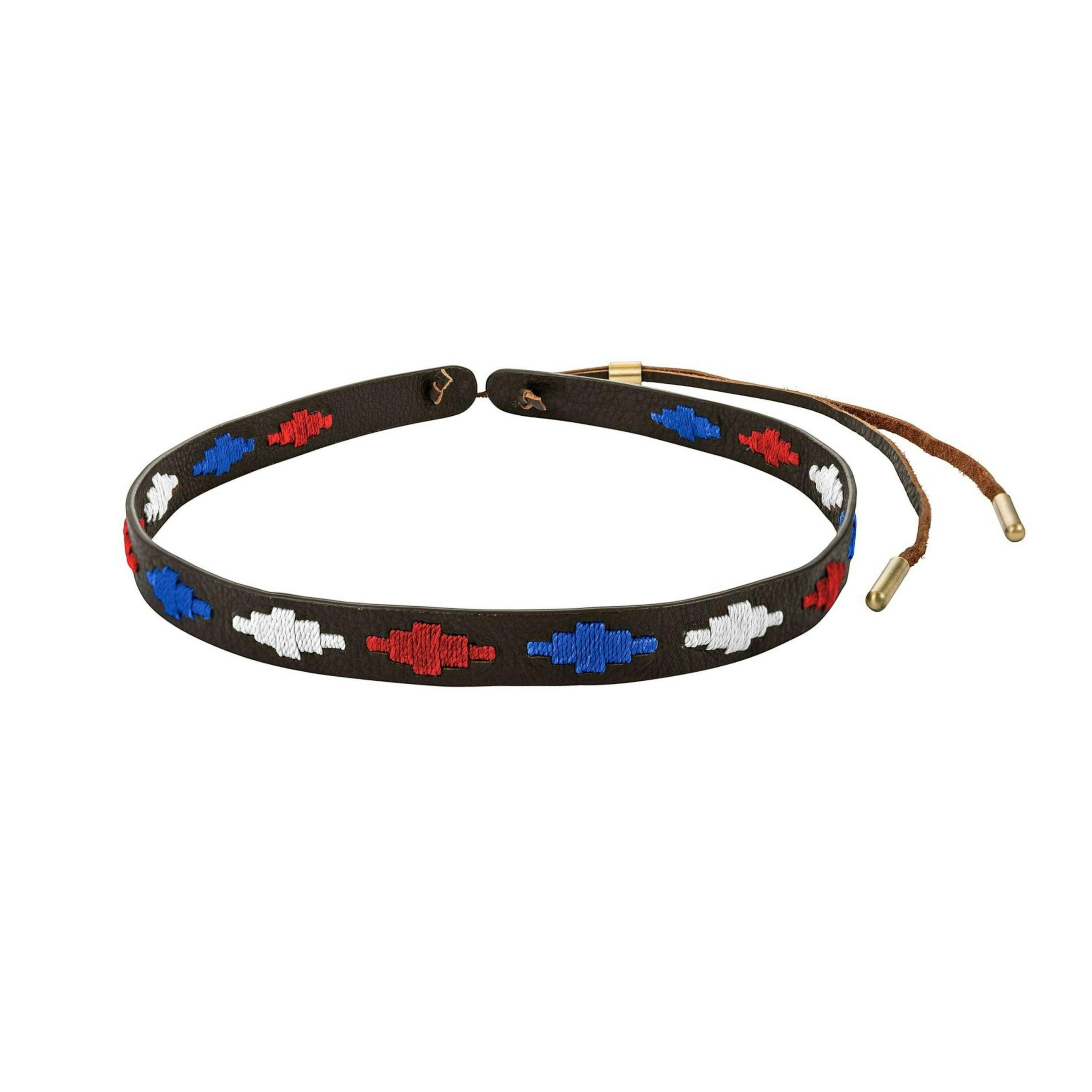 pampa leather hat band -  white, blue and red diamonds , view 1 of 3
