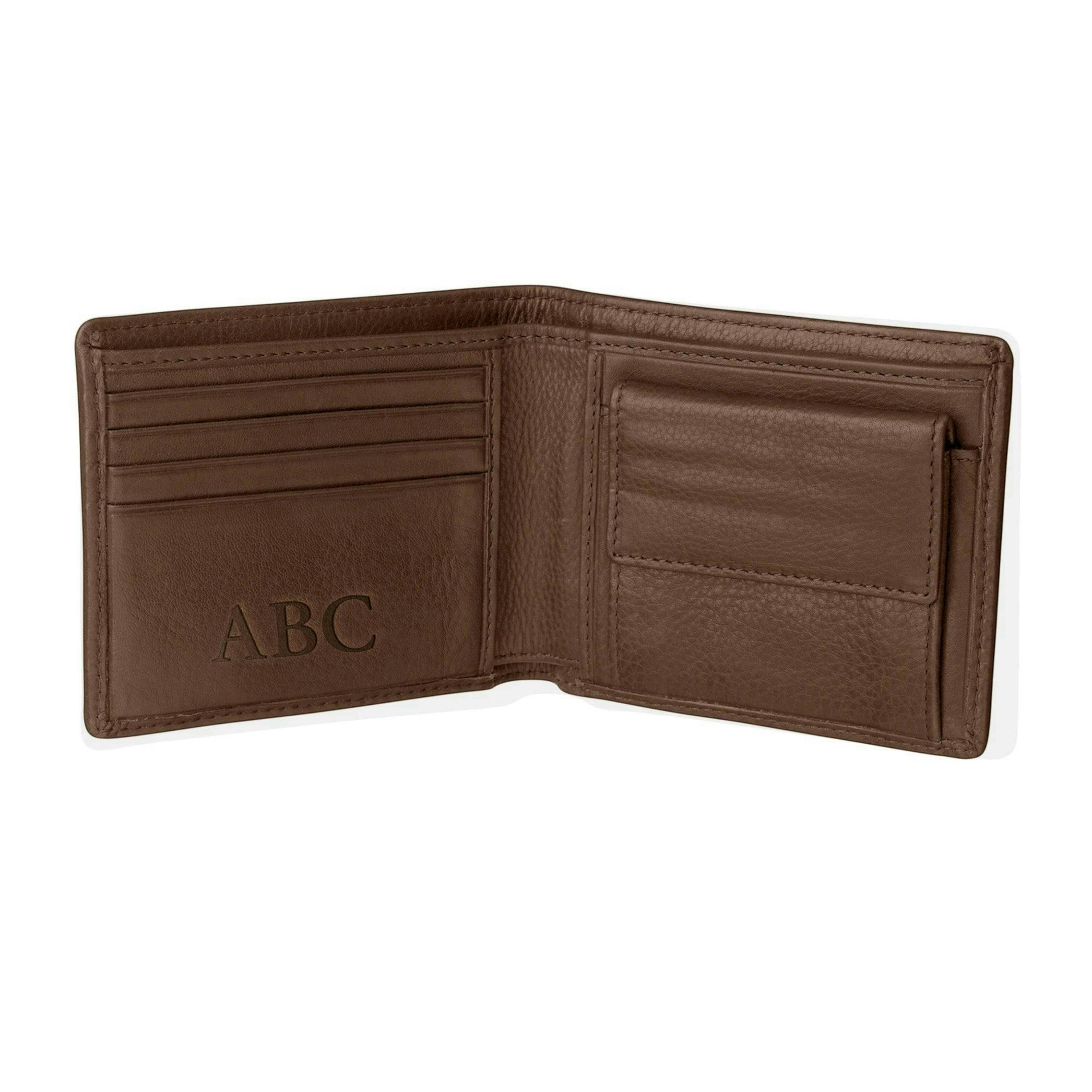 Moneda coin wallet - tan leather with light blue, light brown and cream stitching , view 2 of 4