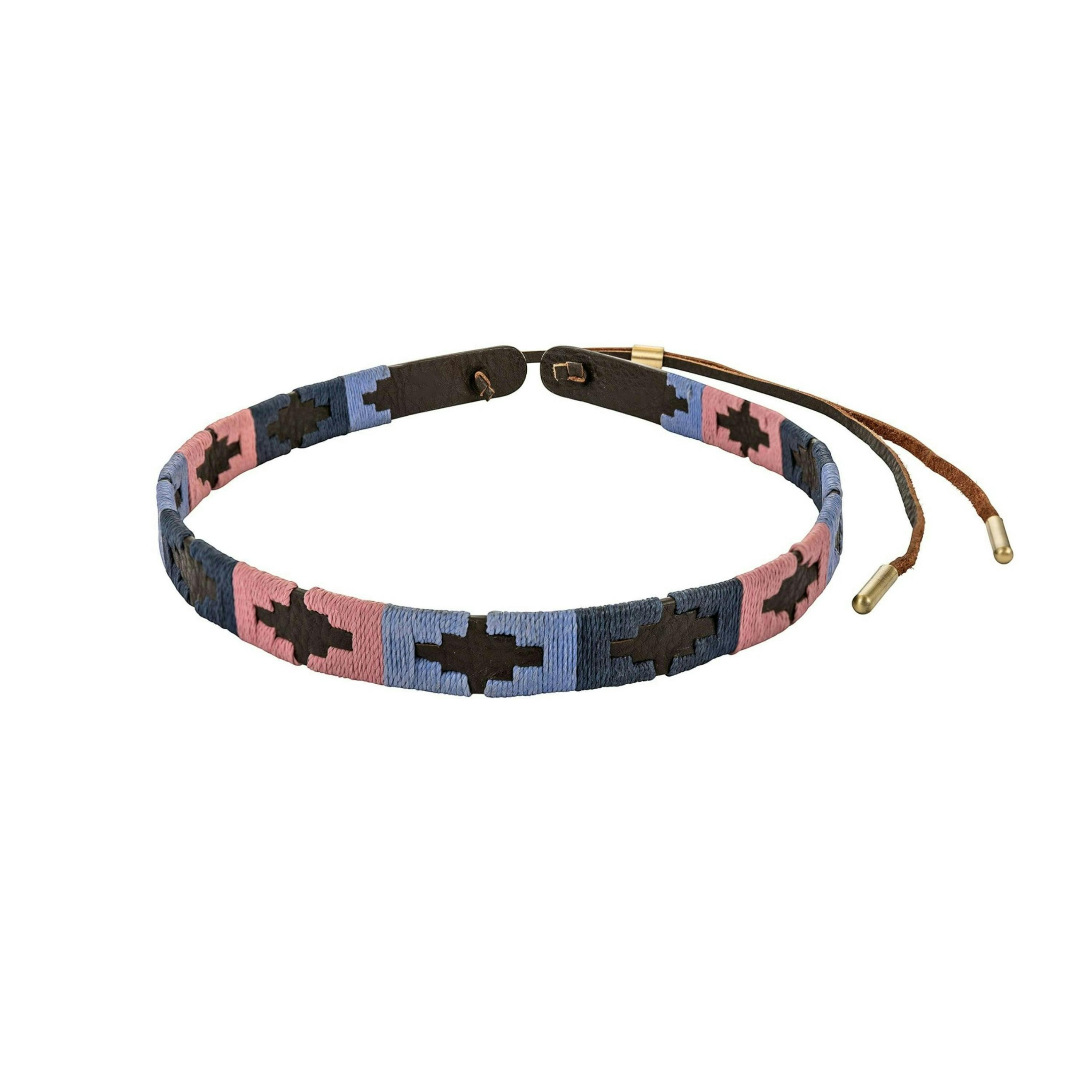pampa leather hat band - lilac, navy and pink blocks , view 1 of 4