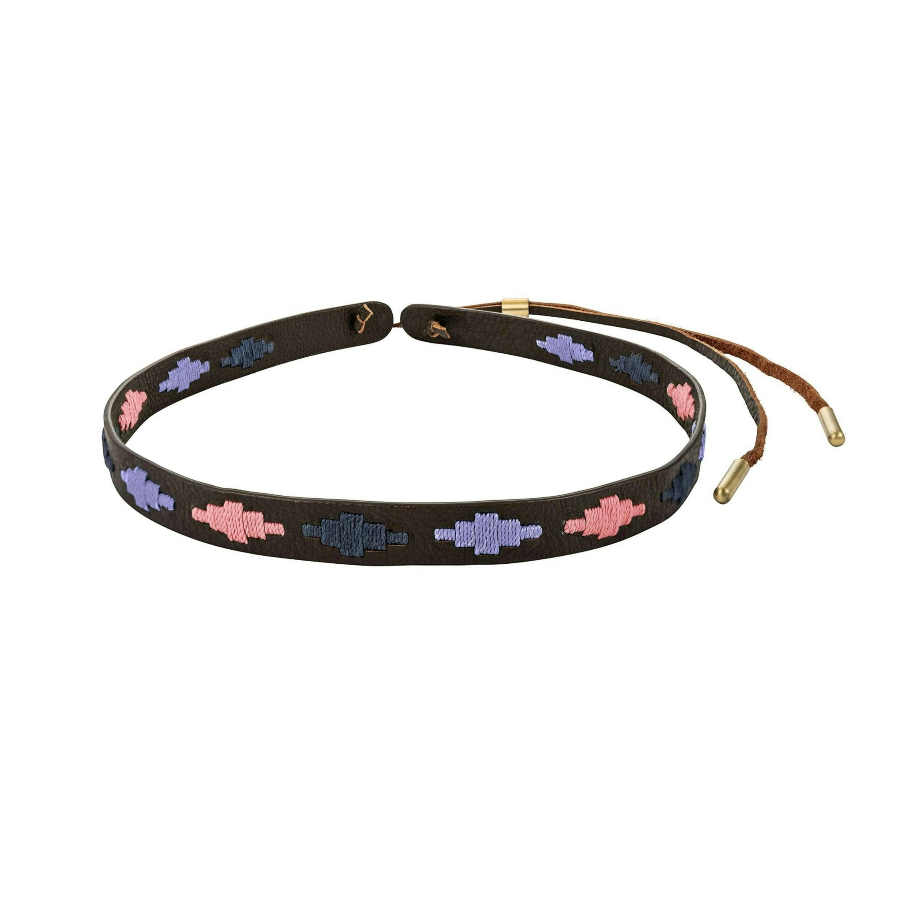pampa leather hat band - lilac, navy and pink diamonds , view 1 of 3