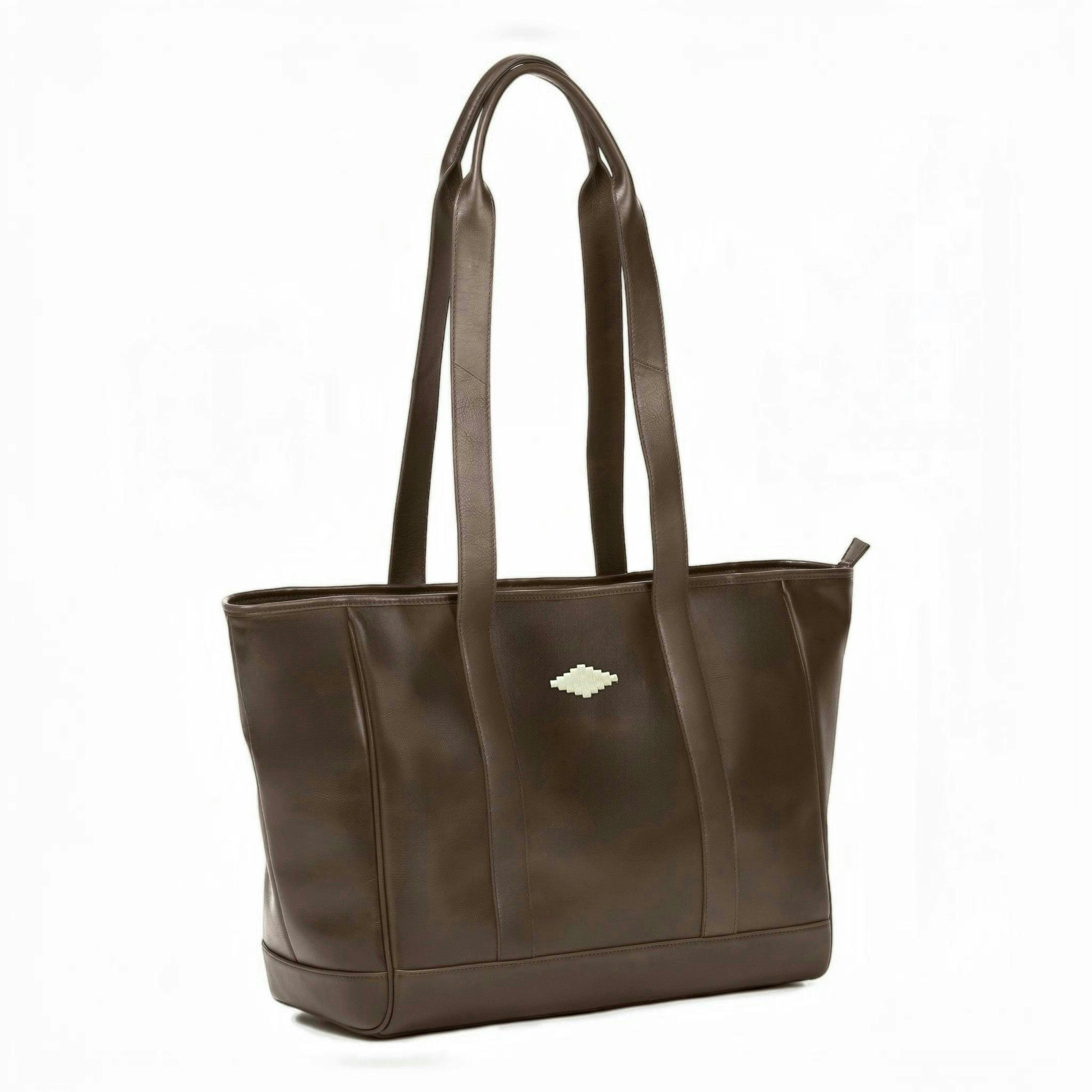 Bolso tote bag - brown leather , view 3 of 6