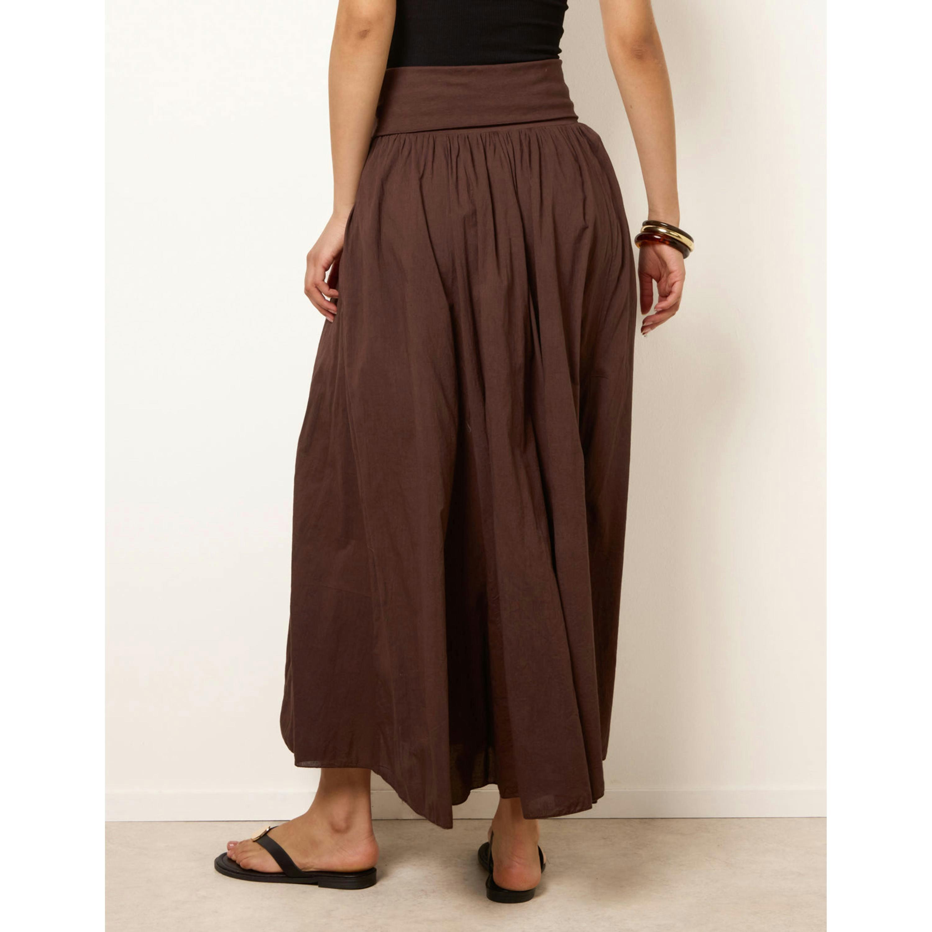 Blue Vanilla Godet Hem Jersey Waist Skirt  in Brown , view 2 of 4