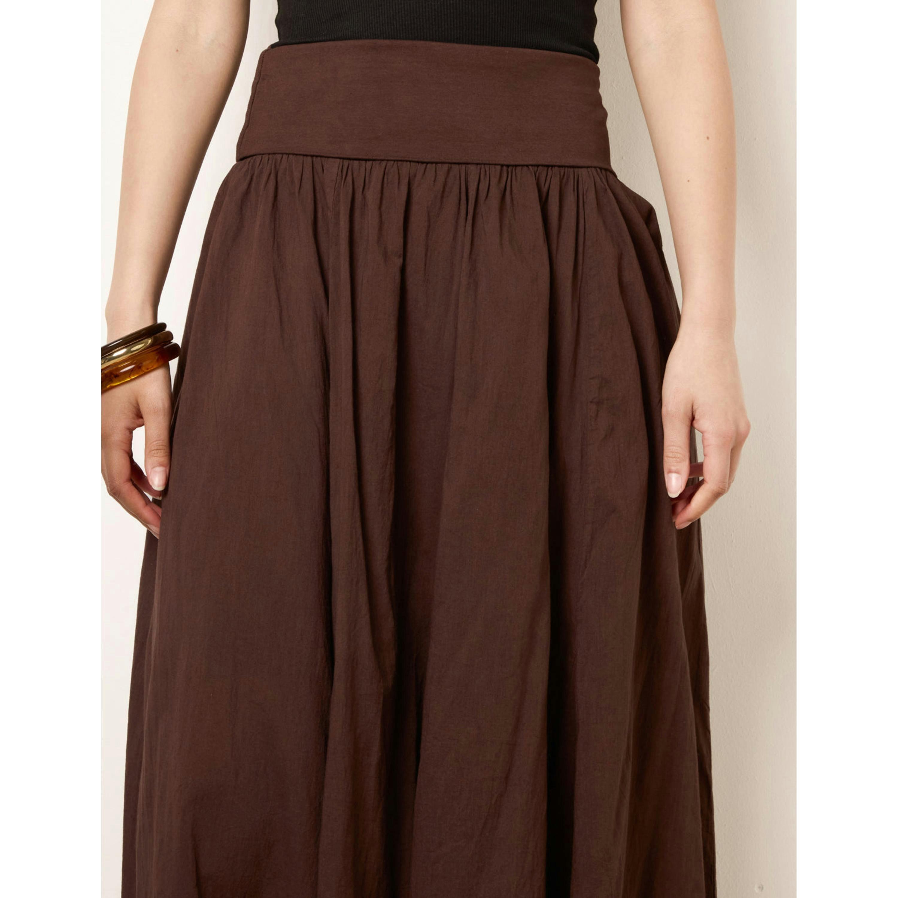 Blue Vanilla Godet Hem Jersey Waist Skirt  in Brown , view 3 of 4