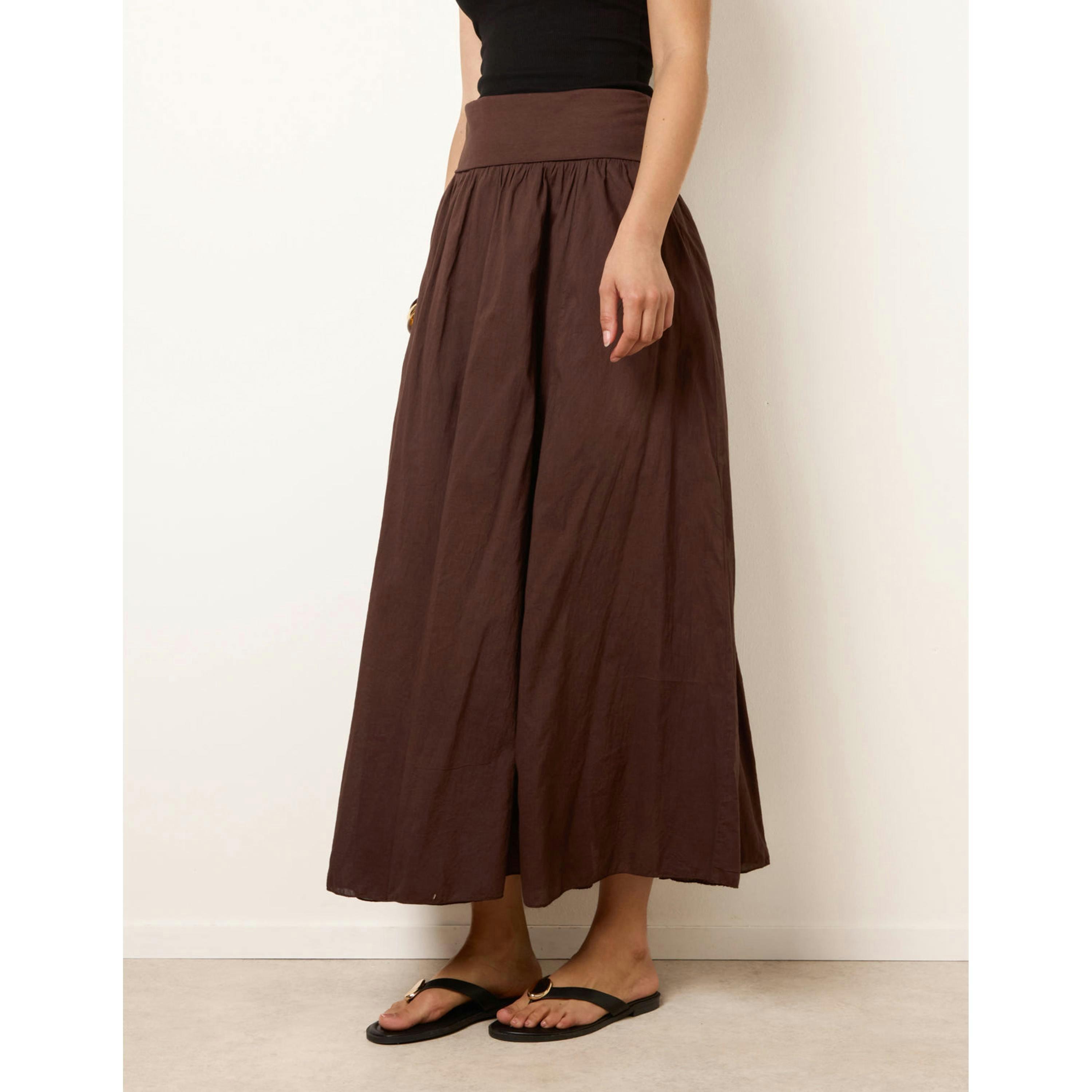 Blue Vanilla Godet Hem Jersey Waist Skirt  in Brown , view 4 of 4