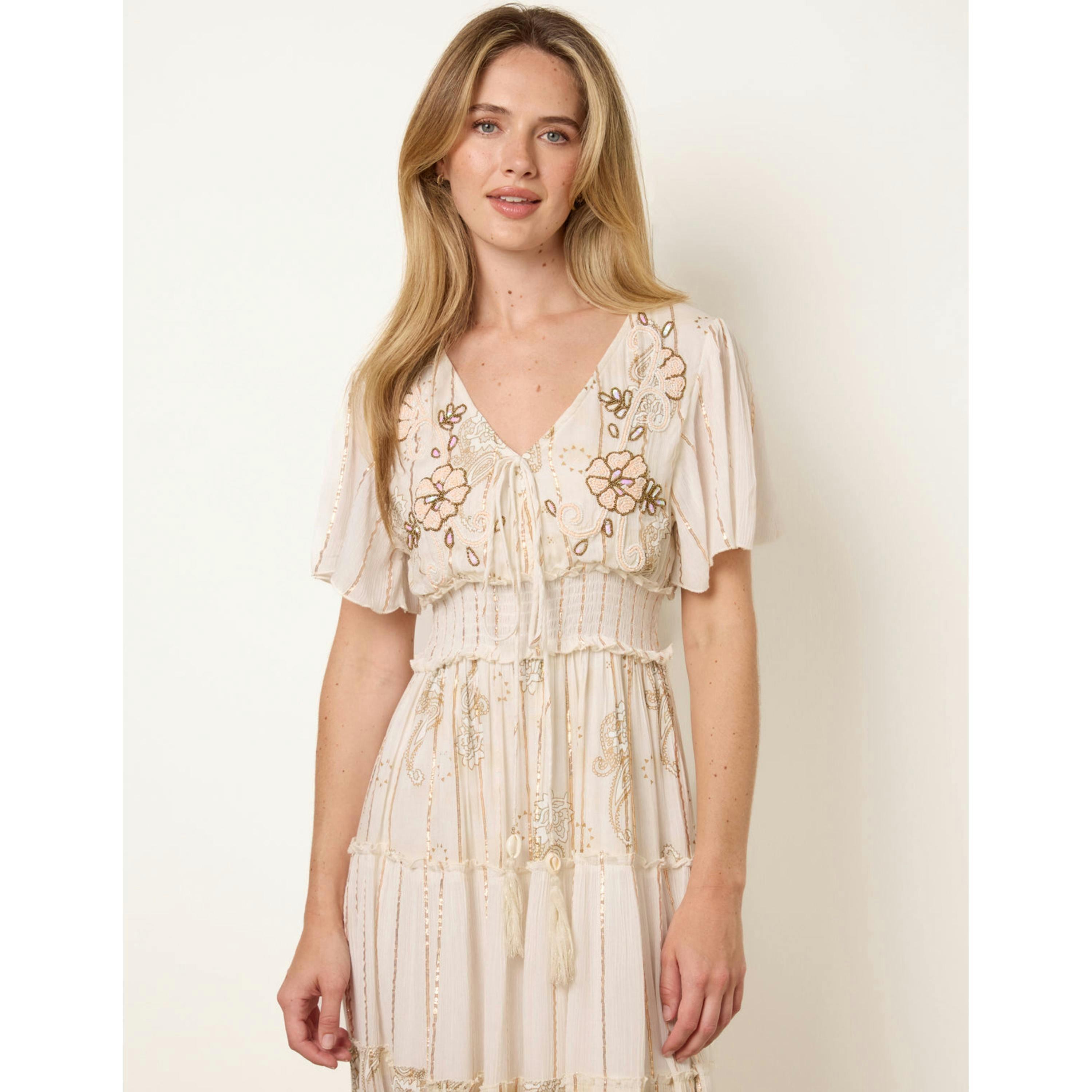 Blue Vanilla Embellished Midi Dress  in Beige , view 3 of 4
