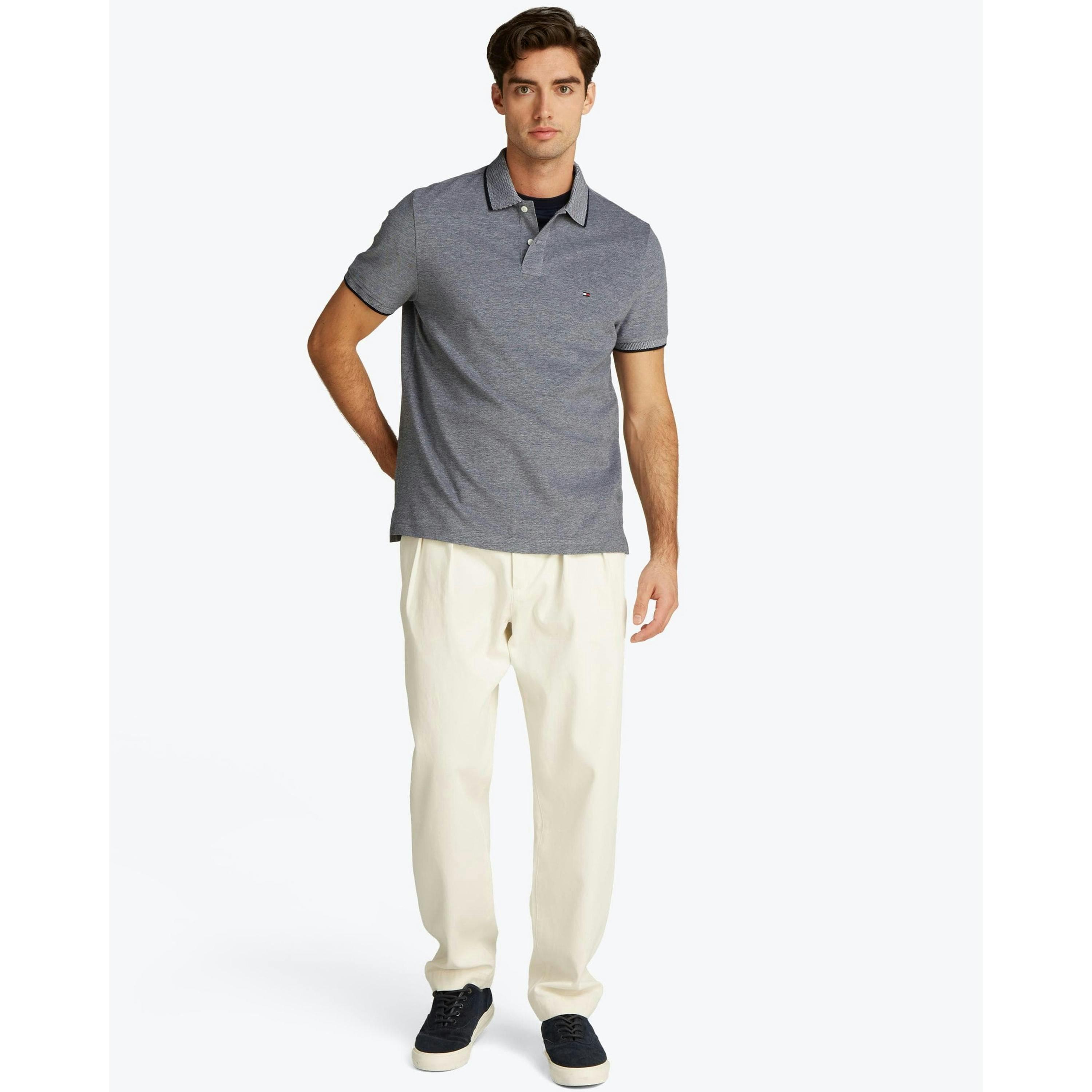 Tommy Hilfiger Two Tone Tipped Polo Shirt  in Grey , view 1 of 6