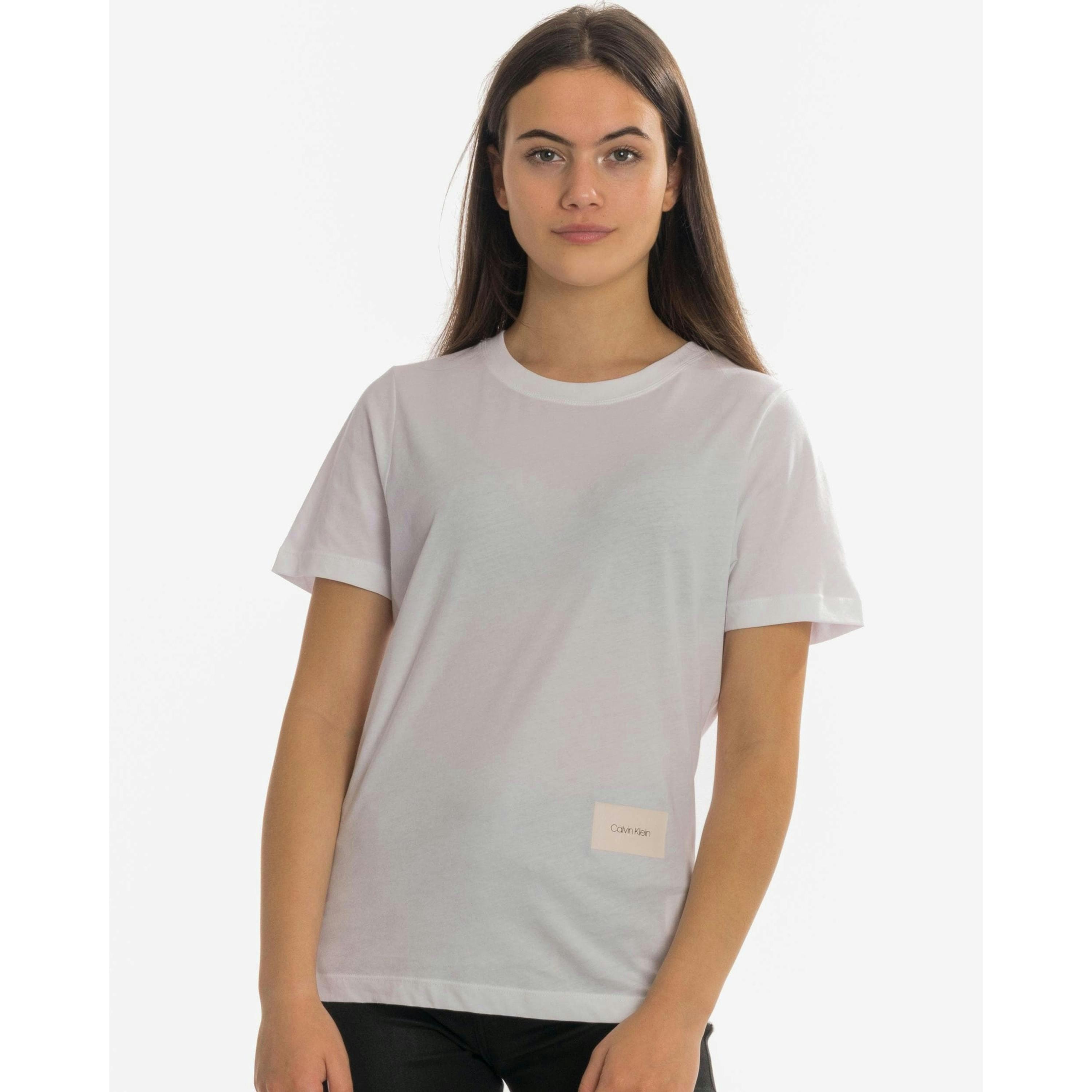 Calvin Klein Small Logo Patch T-Shirt  in White , view 1 of 3