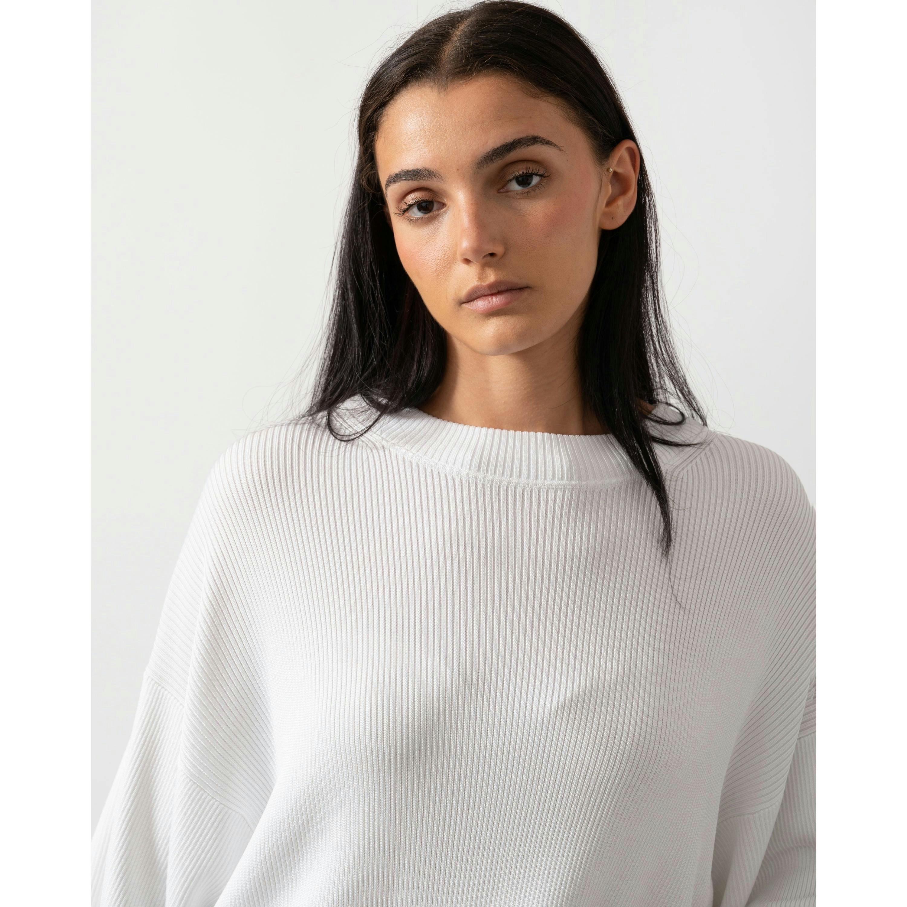Calvin Klein Rib Jumper  in White , view 3 of 4