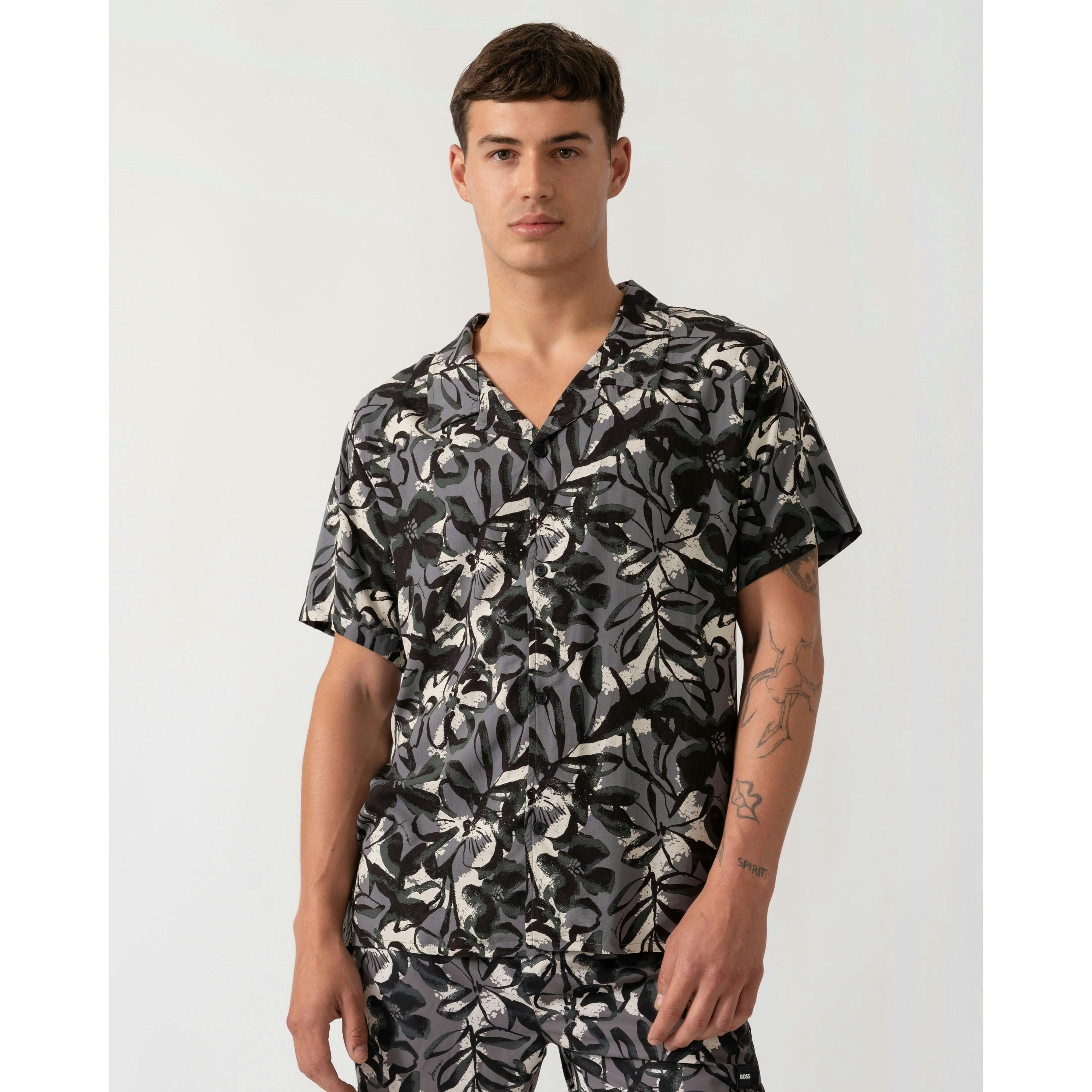 Hugo Boss Floral Print Shirt  in Black , view 1 of 4