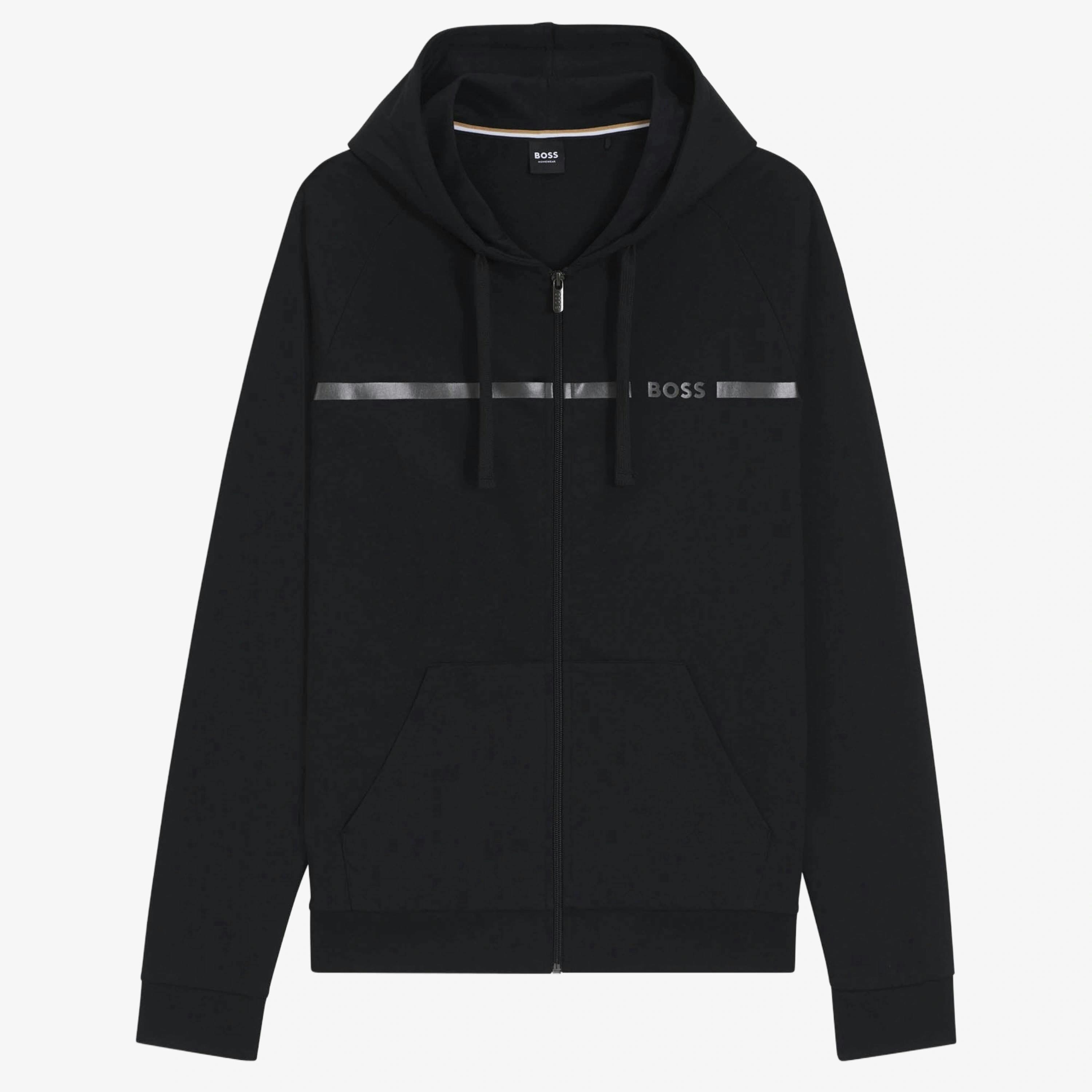 Hugo Boss Logo and Stripe Hoodie  in Black , view 1 of 1