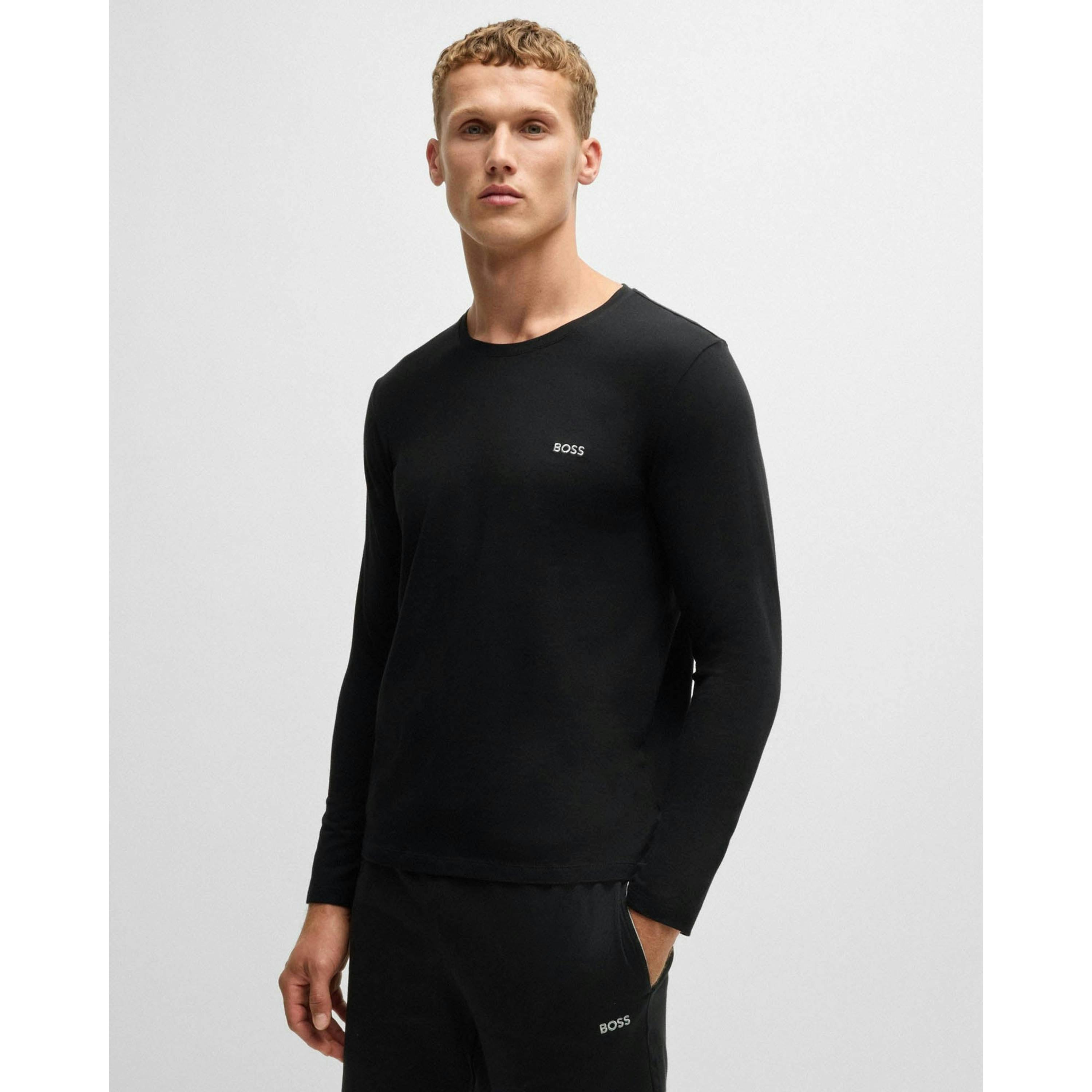 Hugo Boss Embroidered Logo T-Shirt  in Black , view 3 of 4