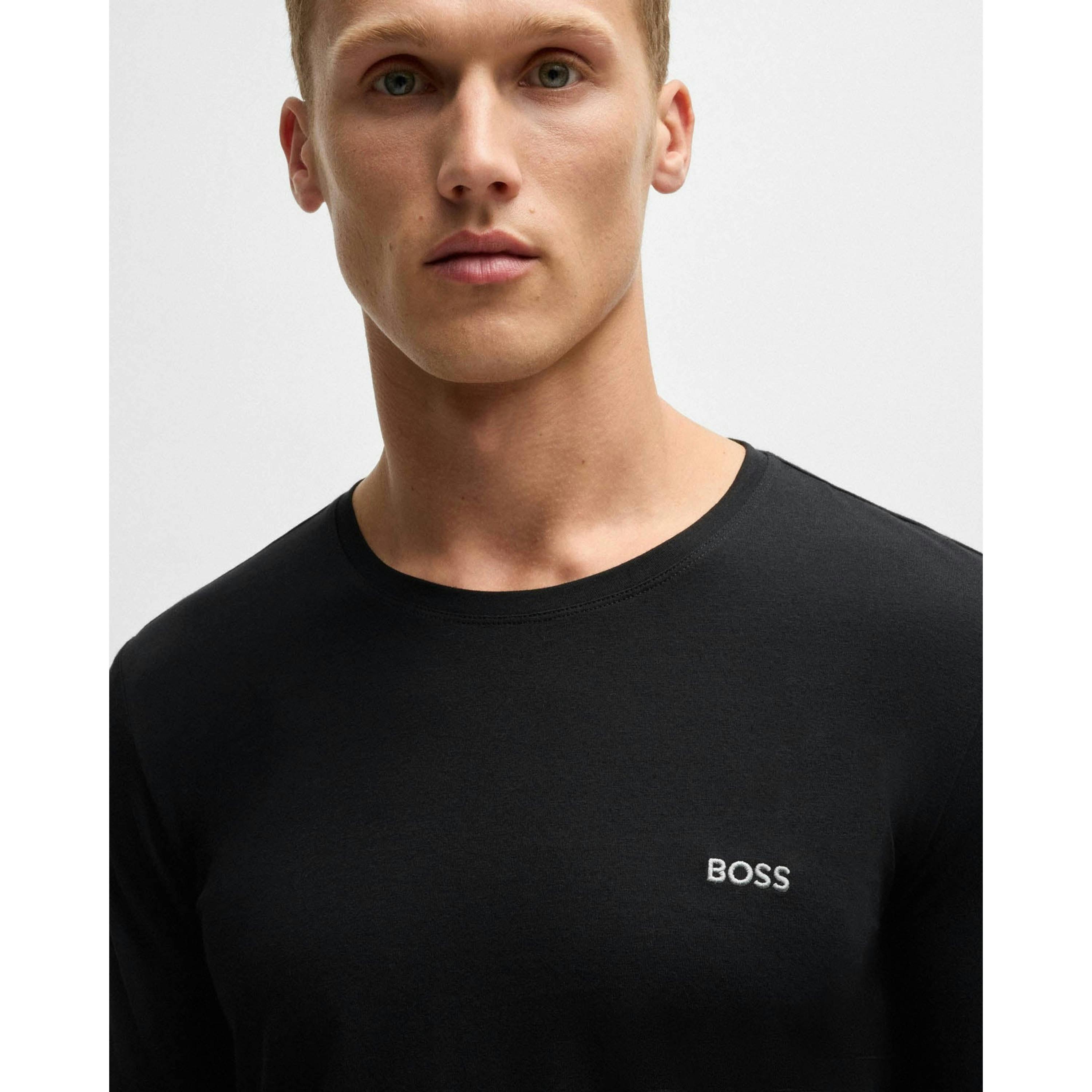 Hugo Boss Embroidered Logo T-Shirt  in Black , view 4 of 4
