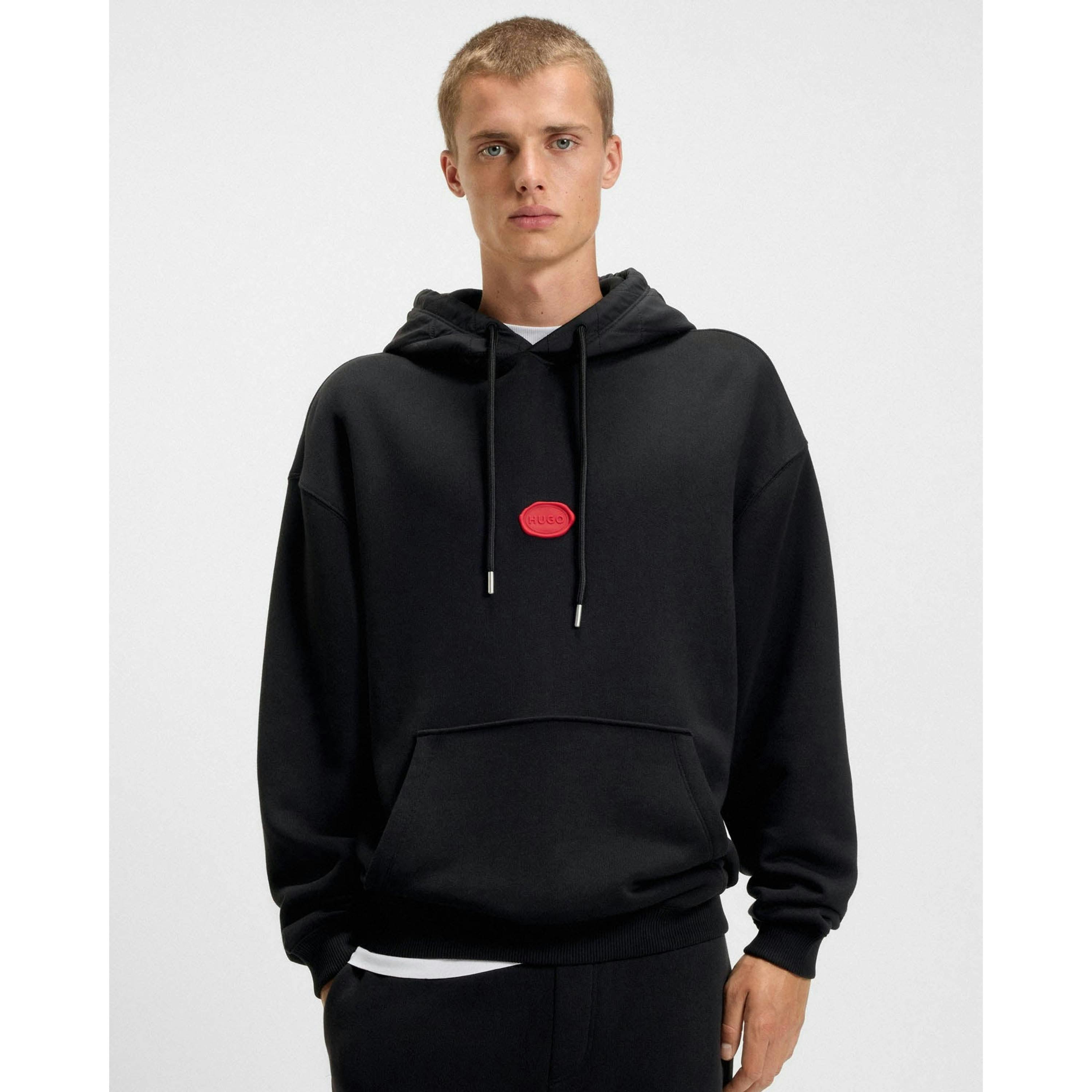 Hugo Boss Waxed-Stamp Logo Hoodie  in Black , view 1 of 4
