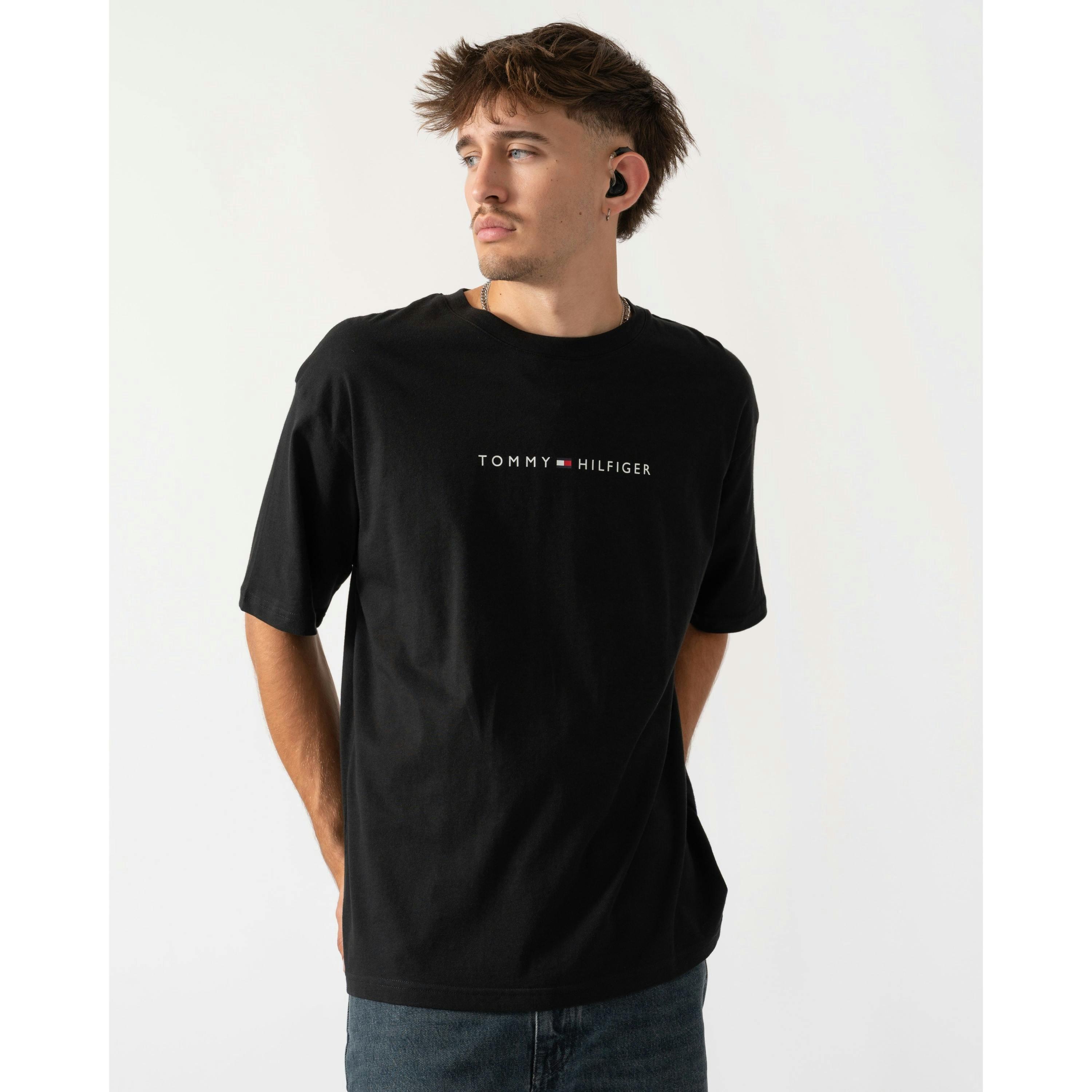 Tommy Hilfiger Contrast Logo T-Shirt  in Black , view 1 of 4