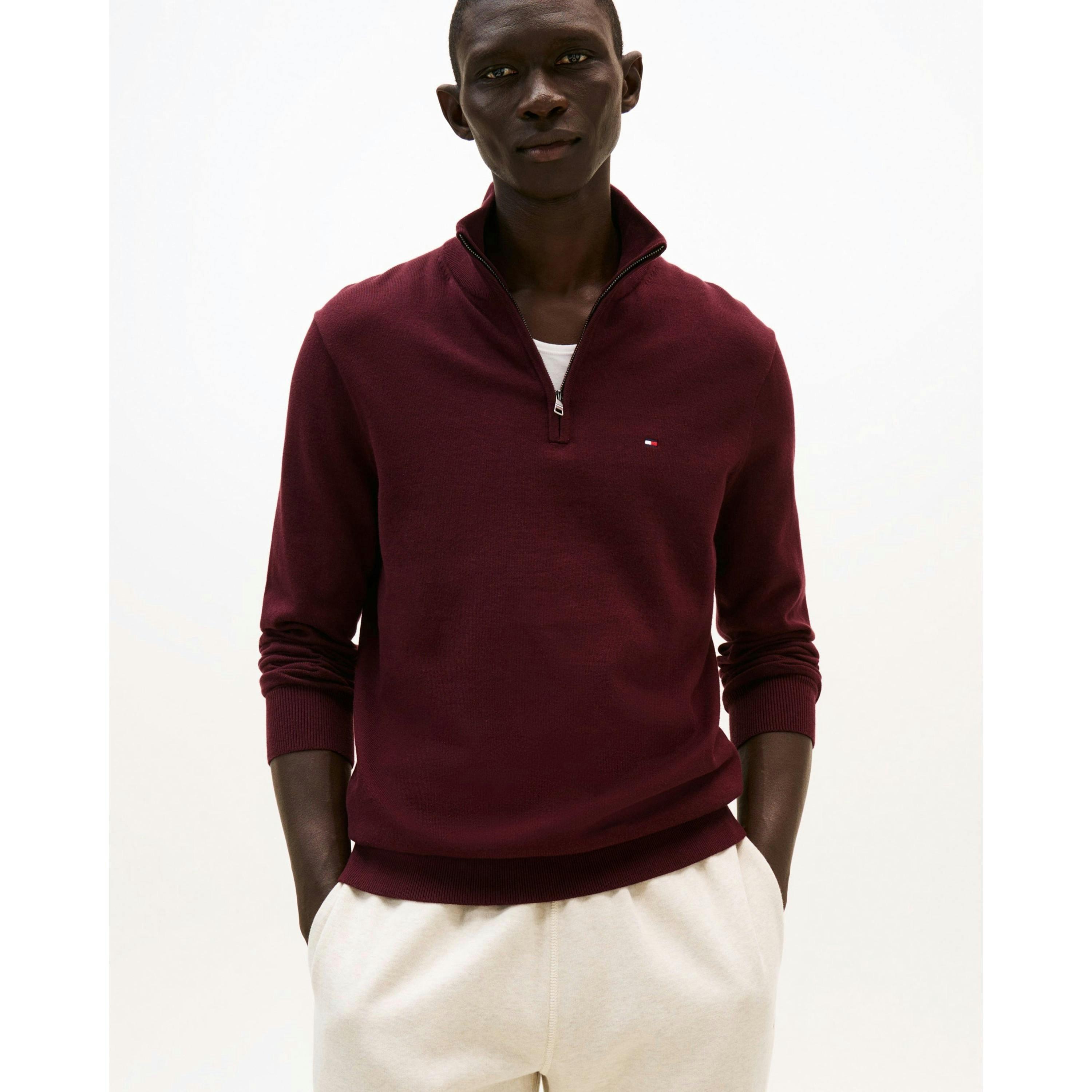 Tommy Hilfiger Mock Neck Sweatshirt  in Wine , view 1 of 5