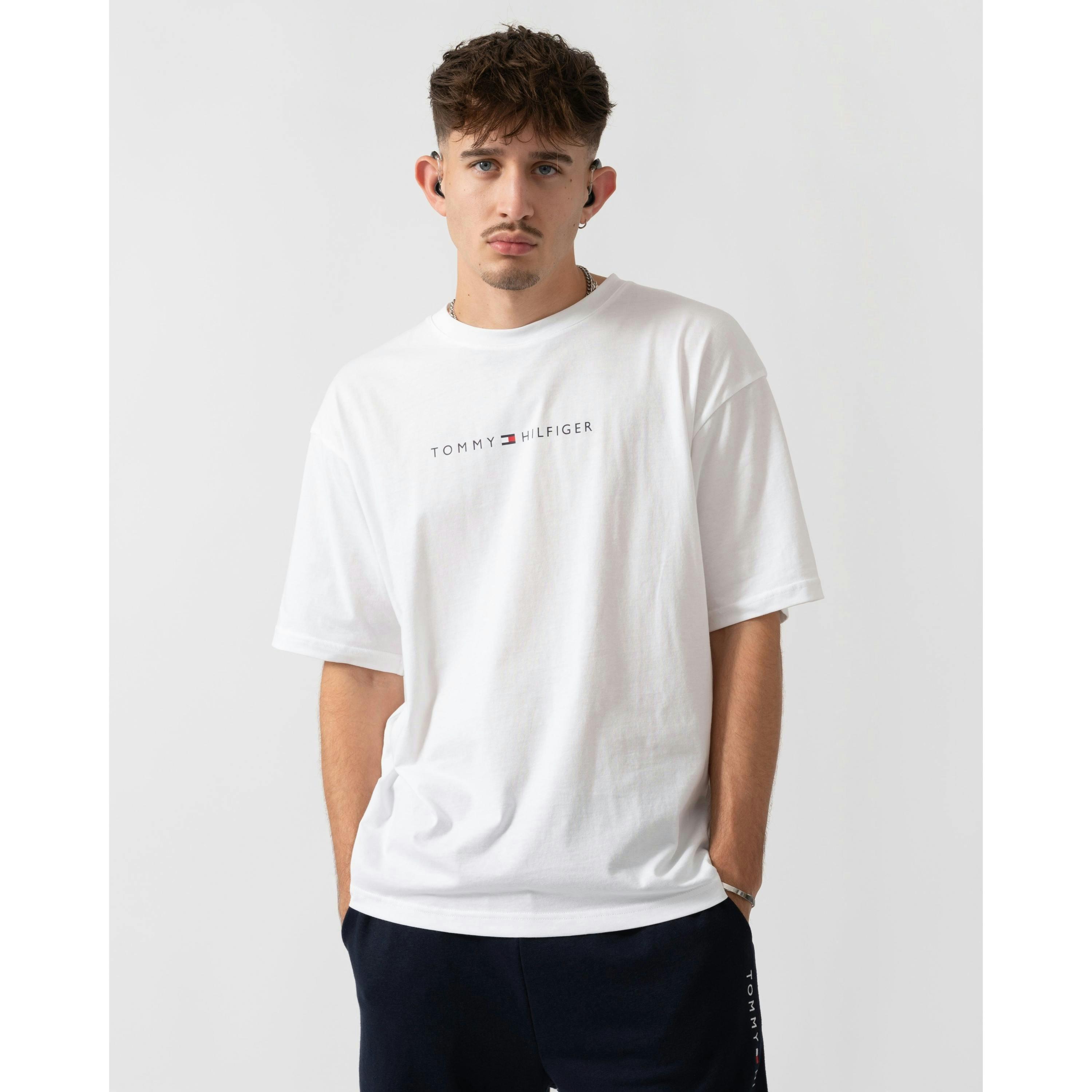 Tommy Hilfiger Contrast Logo T-Shirt  in White , view 1 of 5
