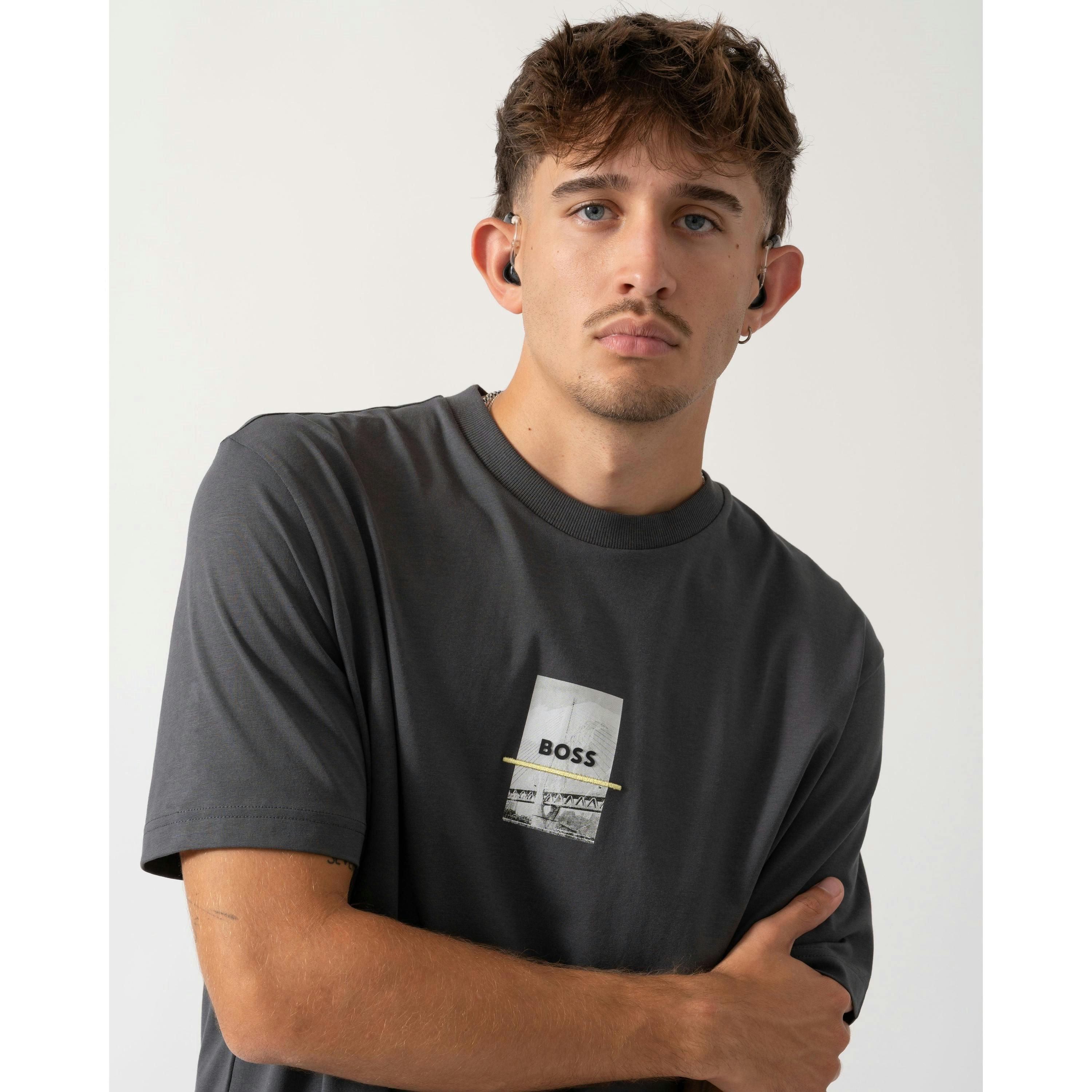 Hugo Boss Photoprint T-Shirt  in Grey , view 3 of 4