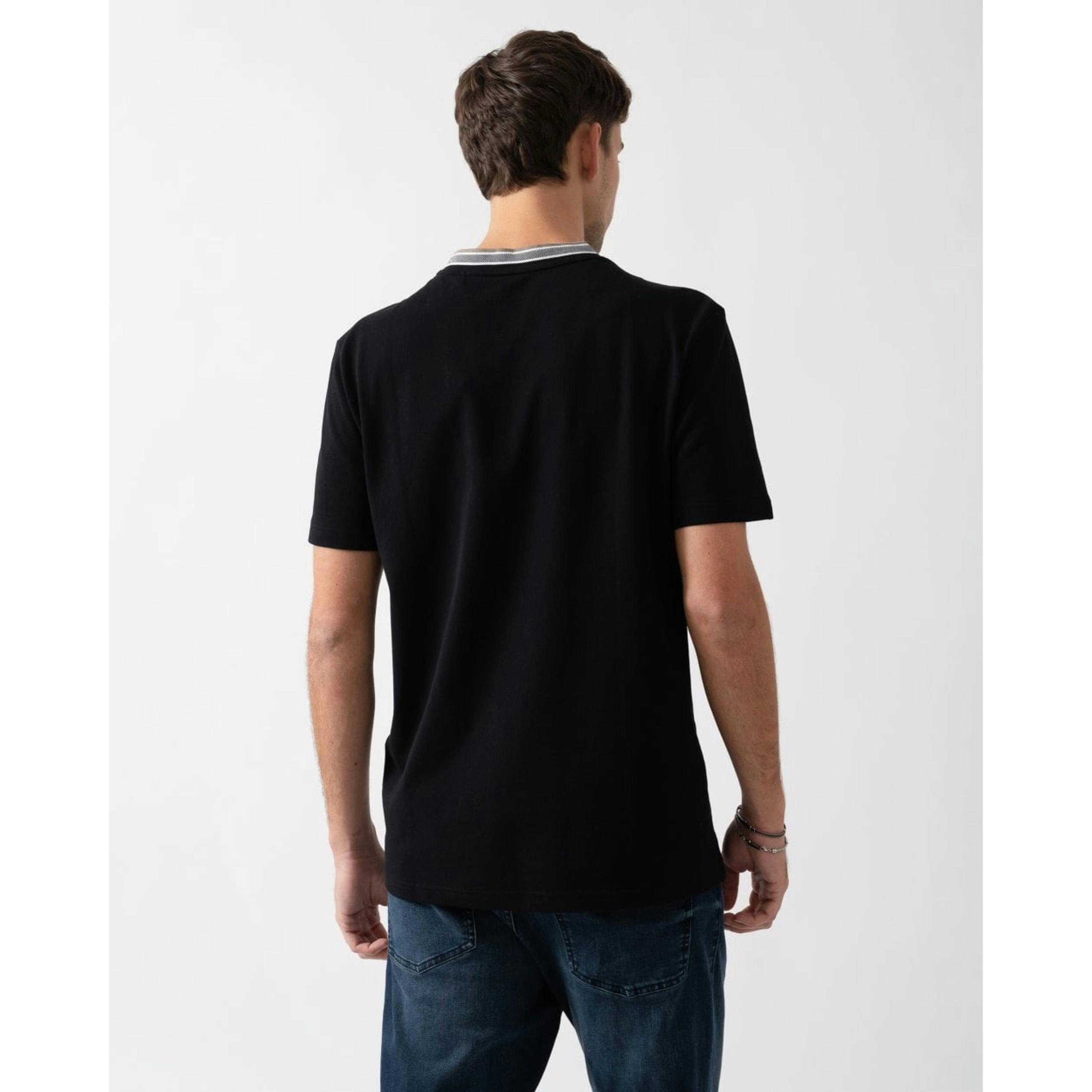 Hugo Boss Oxford-Jacquard T-Shirt  in Black , view 2 of 4