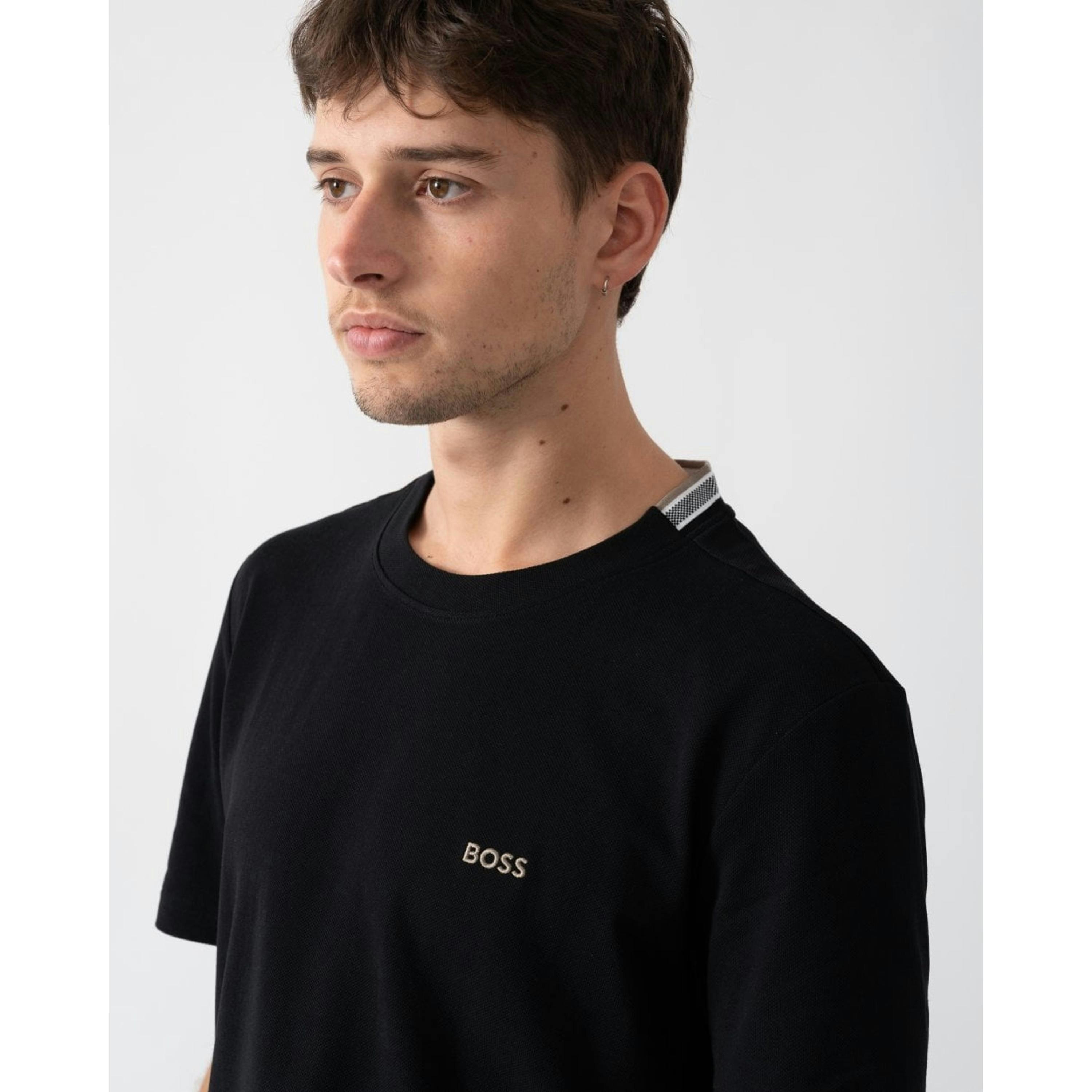 Hugo Boss Oxford-Jacquard T-Shirt  in Black , view 3 of 4