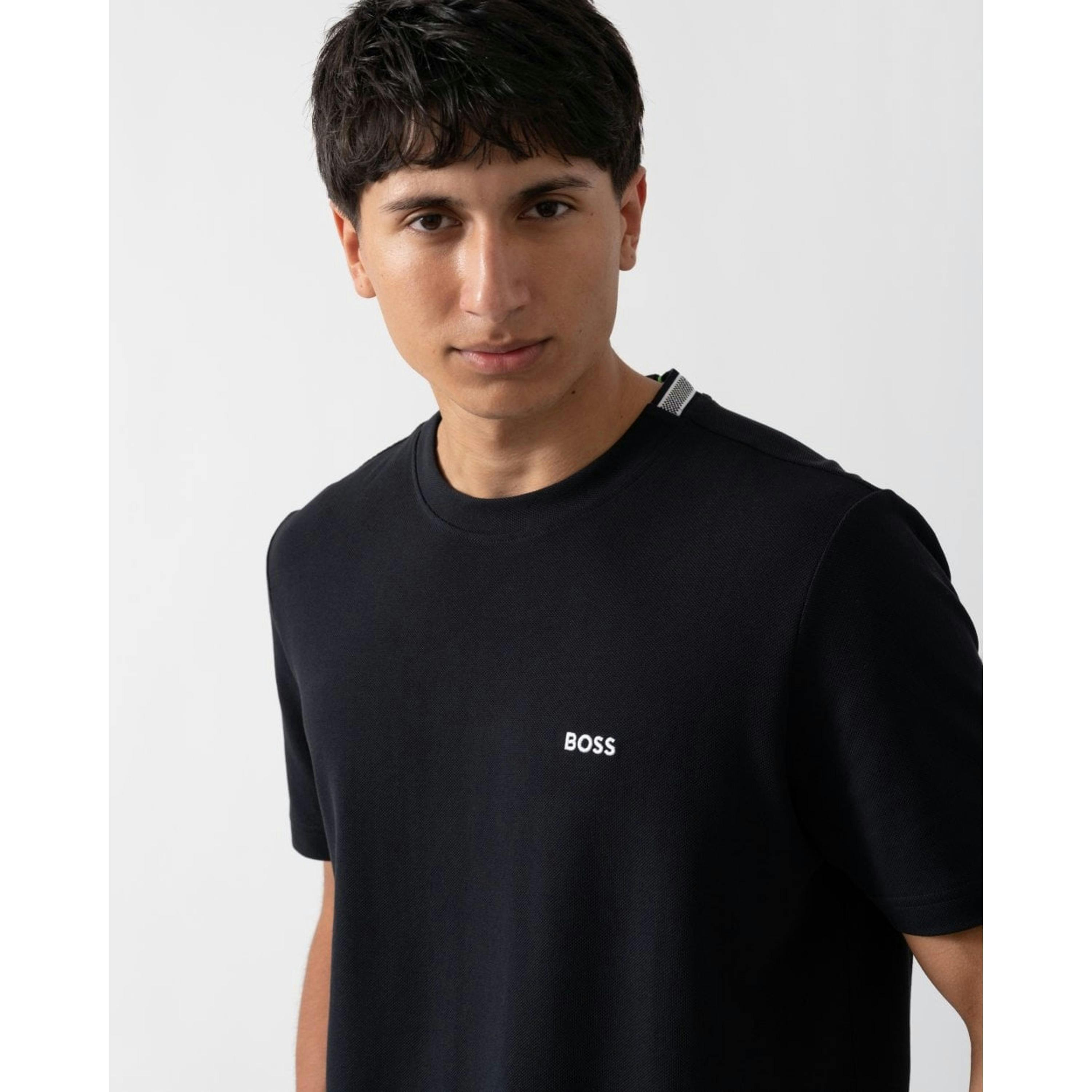 Hugo Boss Oxford-Jacquard T-Shirt  in Black , view 3 of 4