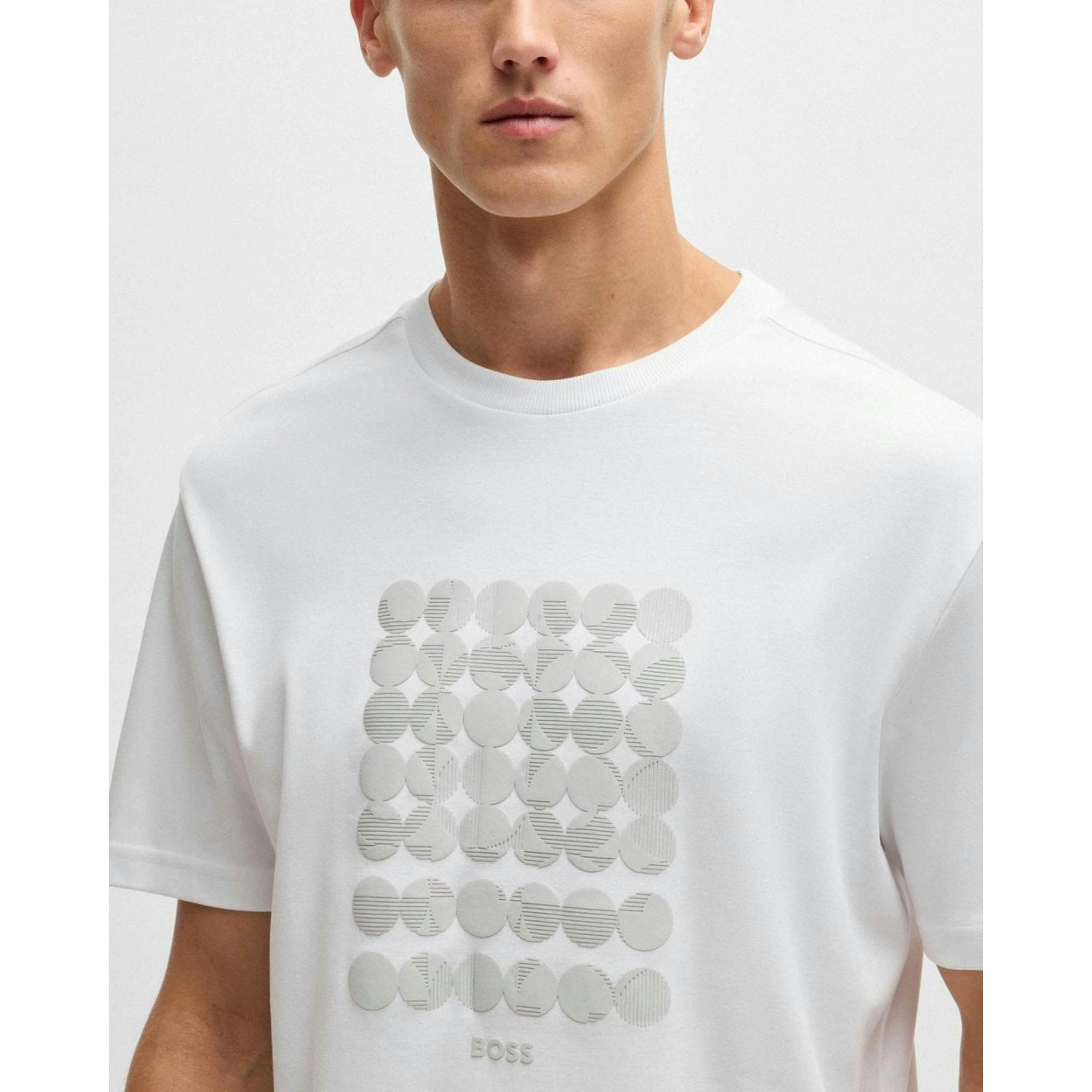 Hugo Boss Circle Artwork T-Shirt  in White , view 3 of 4