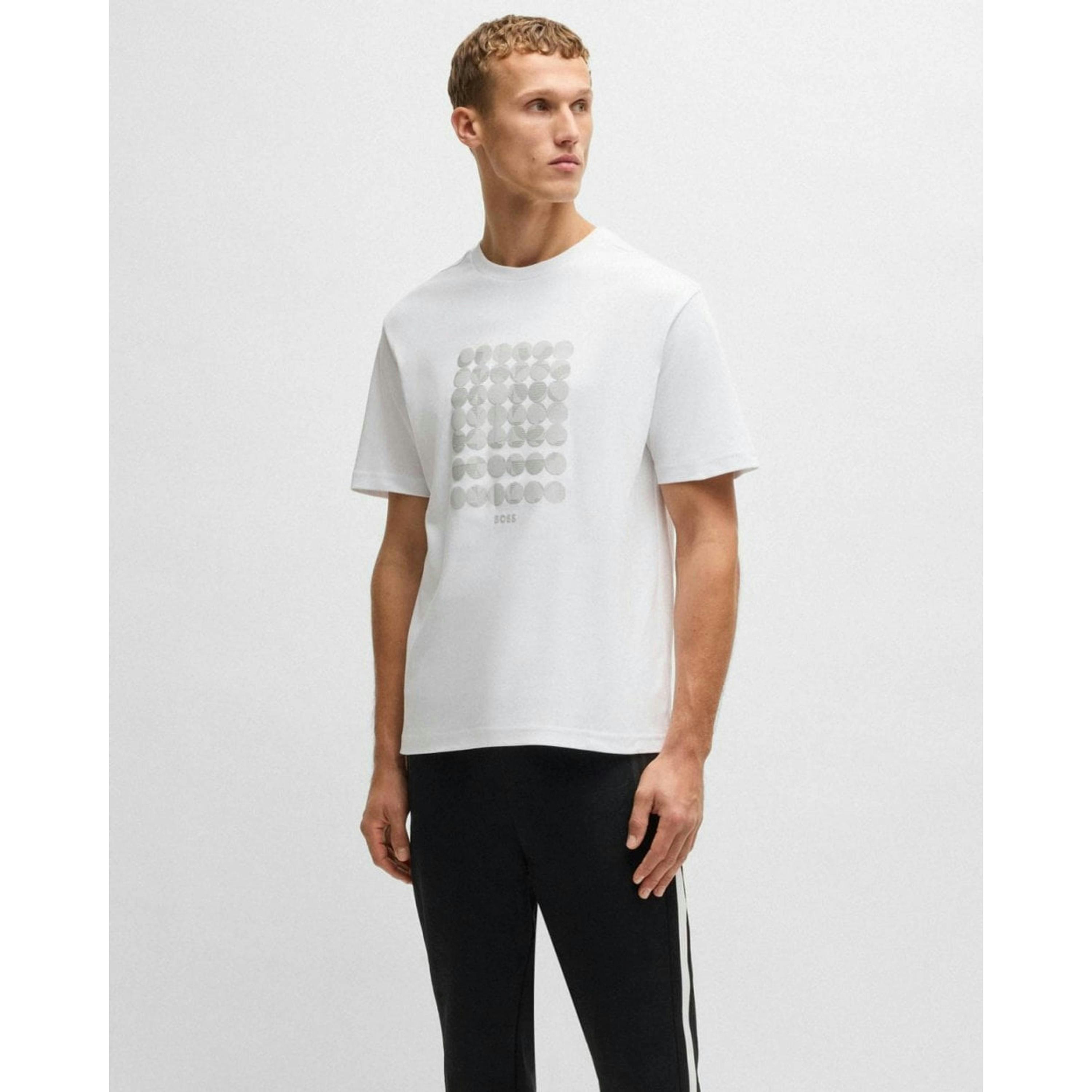 Hugo Boss Circle Artwork T-Shirt  in White , view 4 of 4