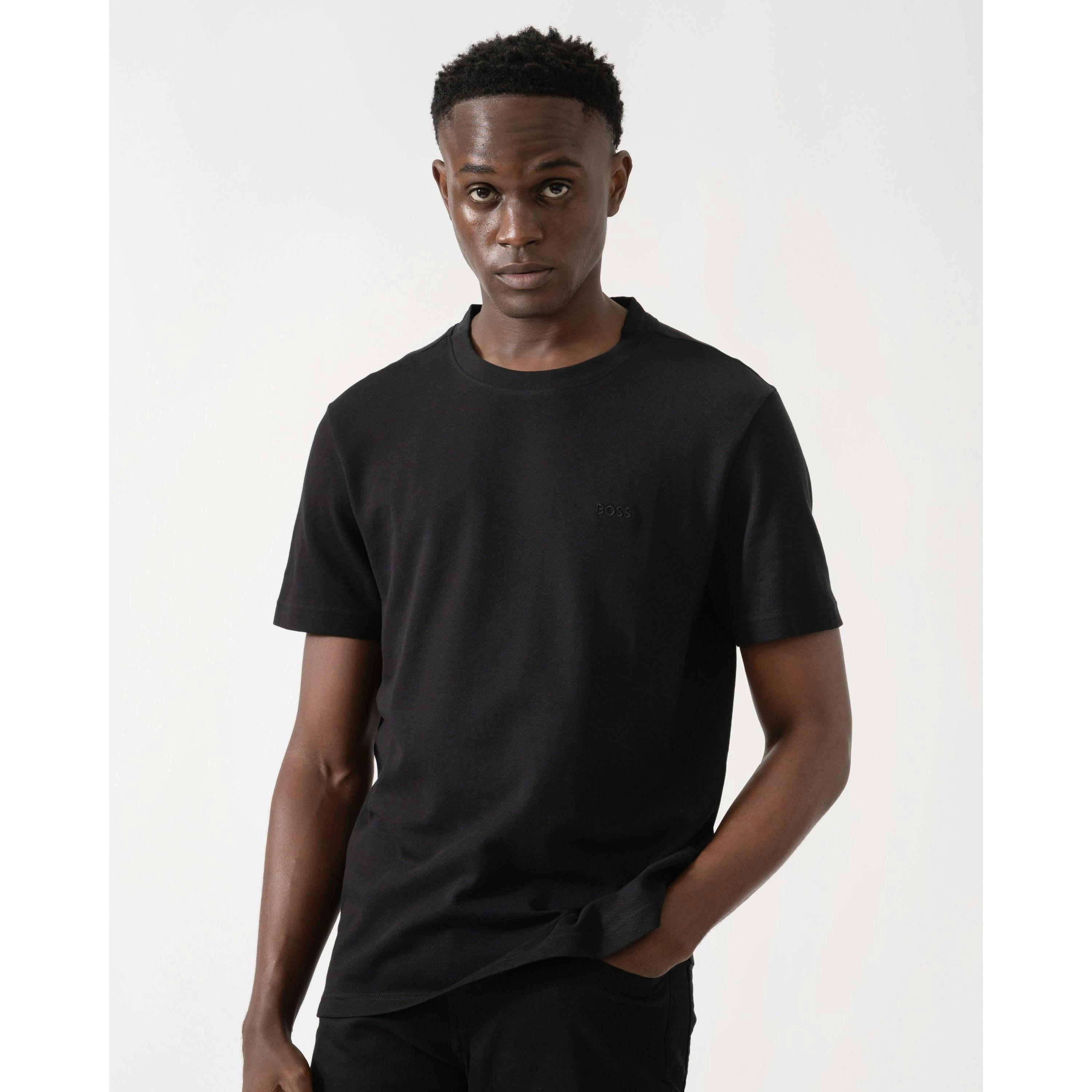 Hugo Boss Oxford-Jacquard T-Shirt  in Black , view 1 of 4