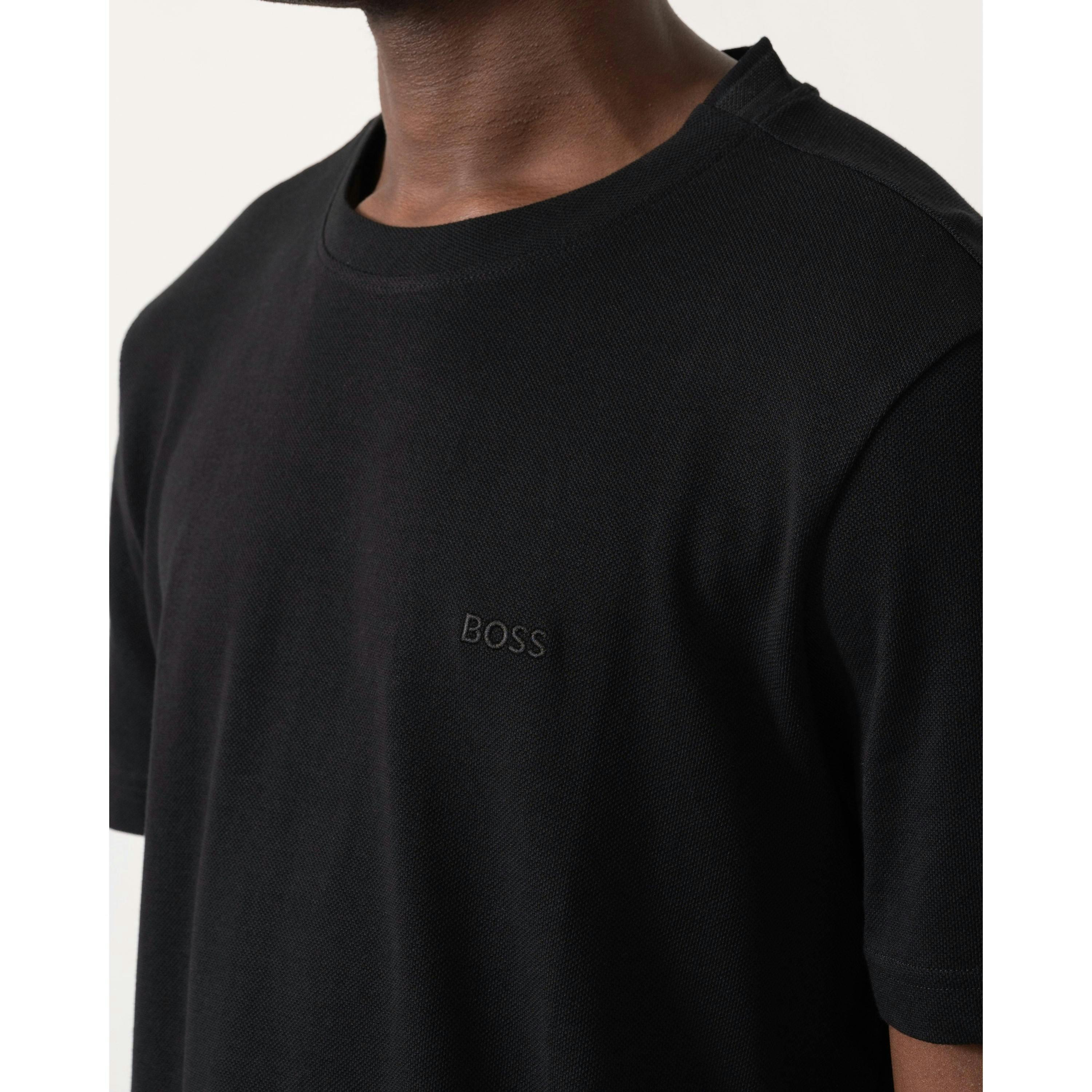 Hugo Boss Oxford-Jacquard T-Shirt  in Black , view 3 of 4
