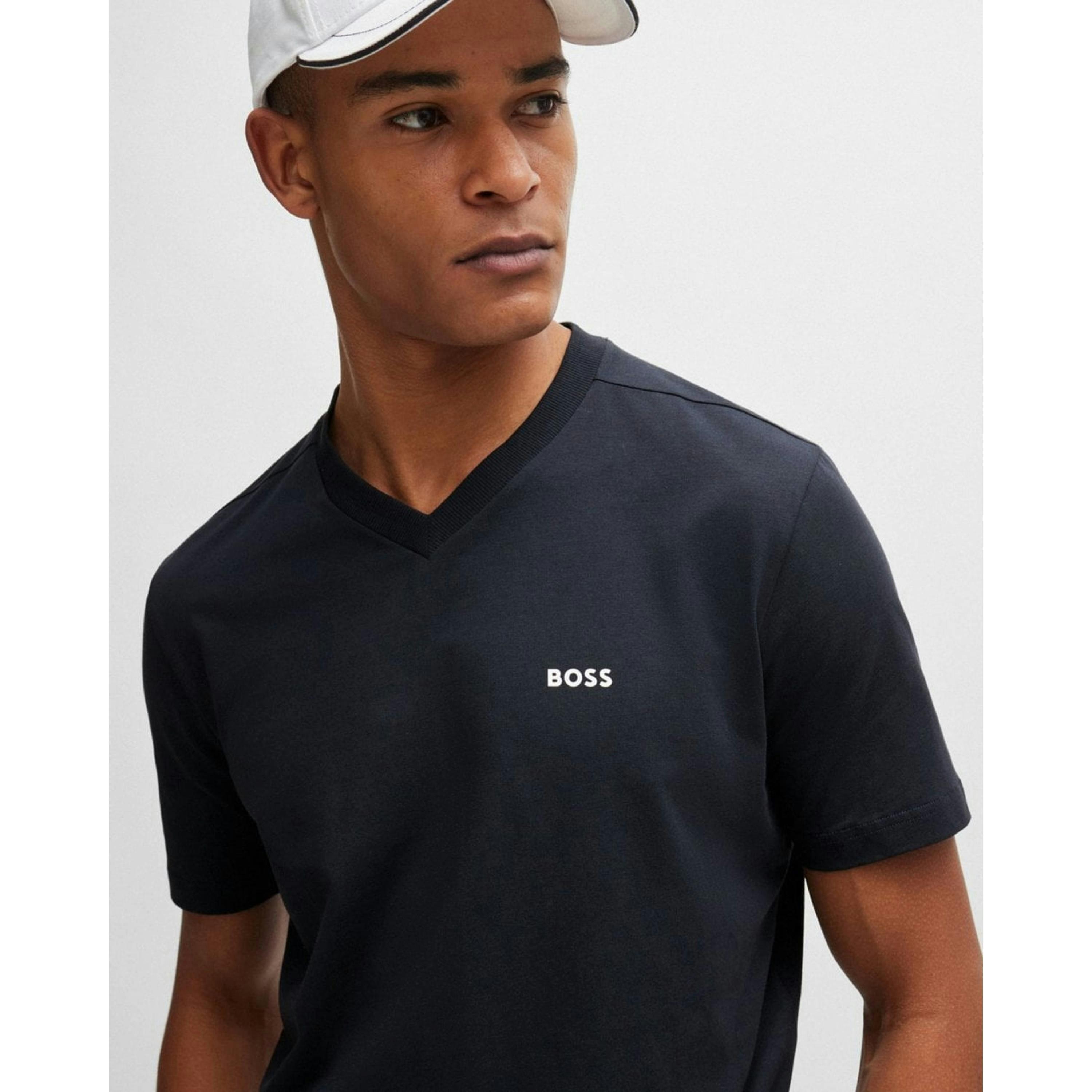 Hugo Boss V-Neck T-Shirt  in Grey , view 3 of 4