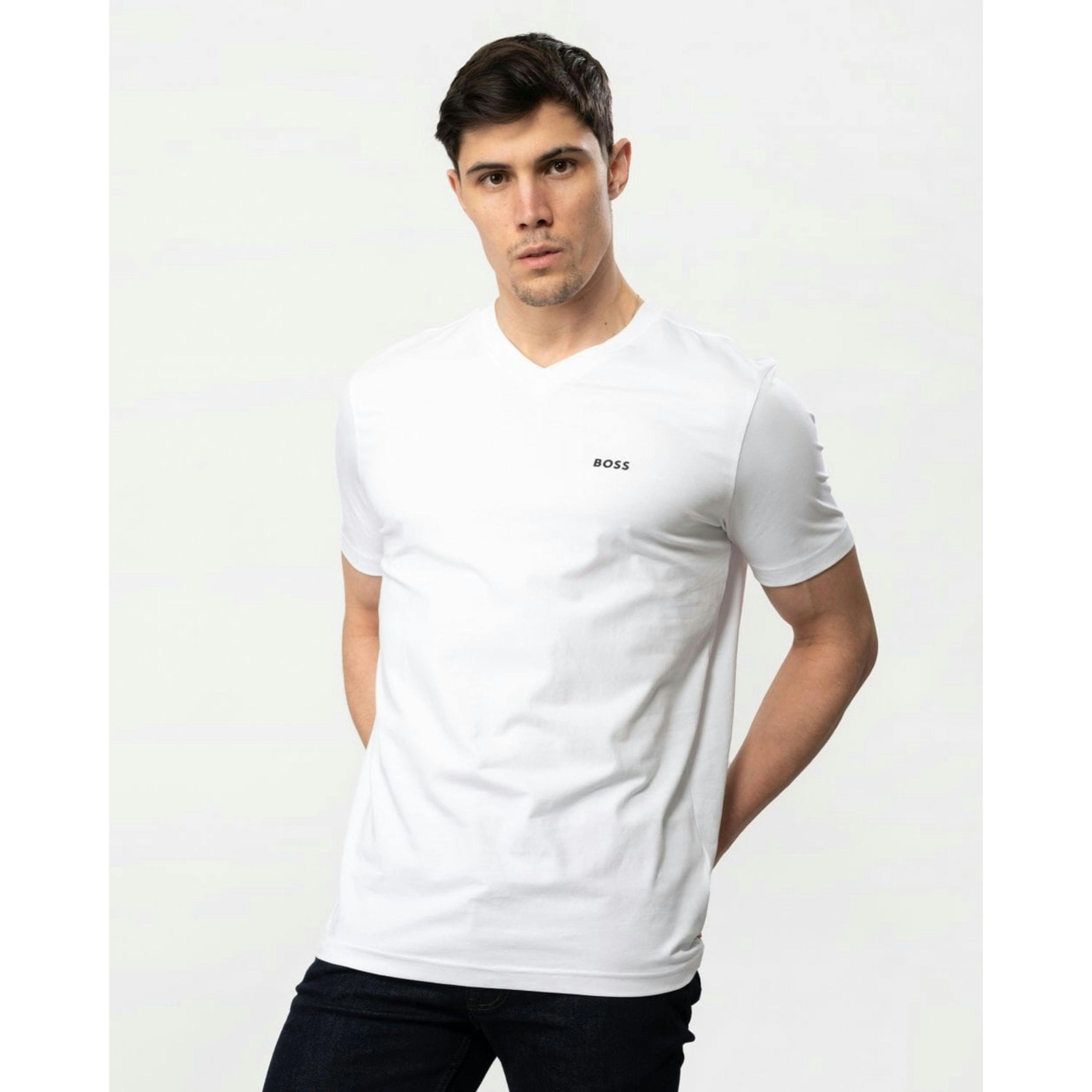Hugo Boss V-Neck T-Shirt  in White , view 1 of 4