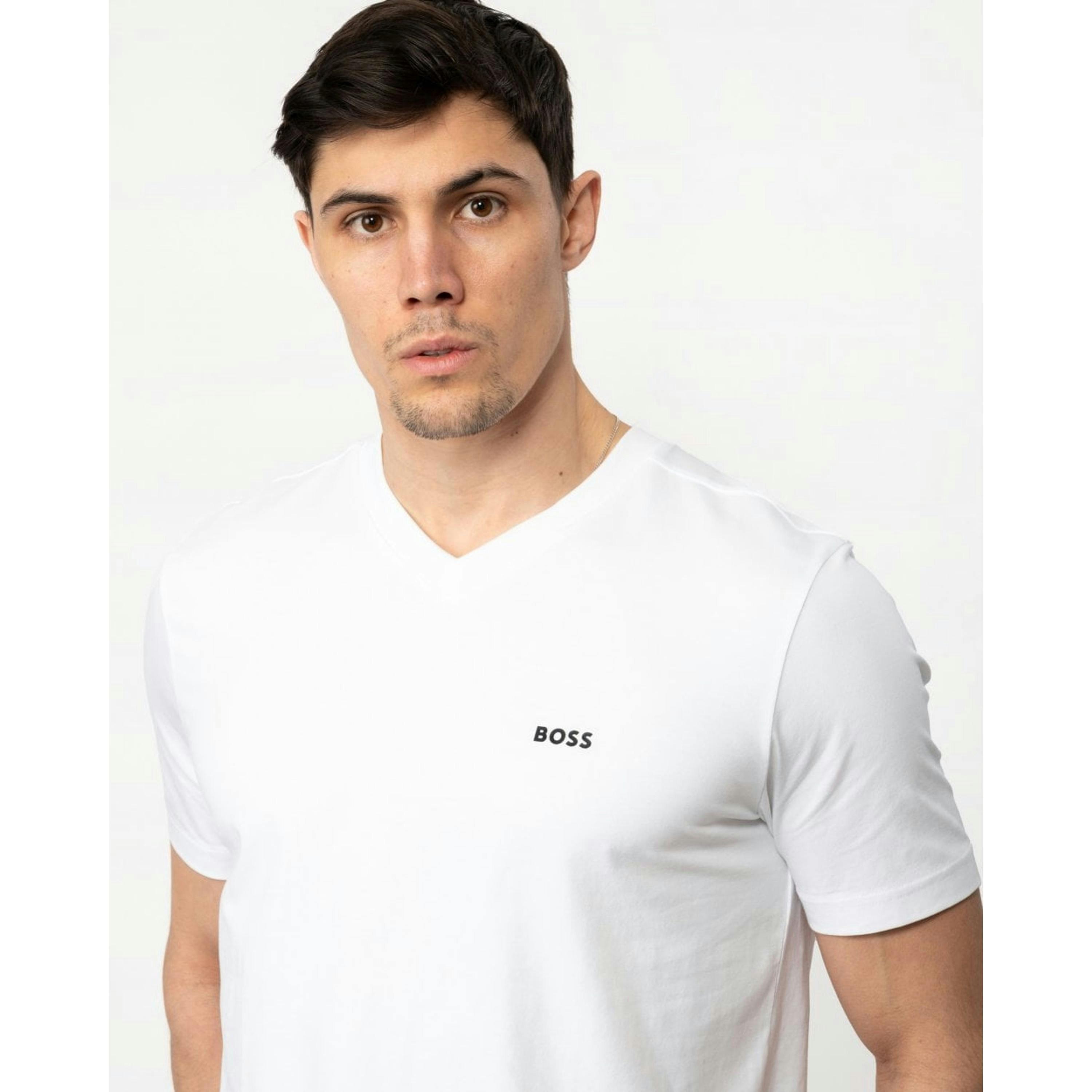 Hugo Boss V-Neck T-Shirt  in White , view 3 of 4