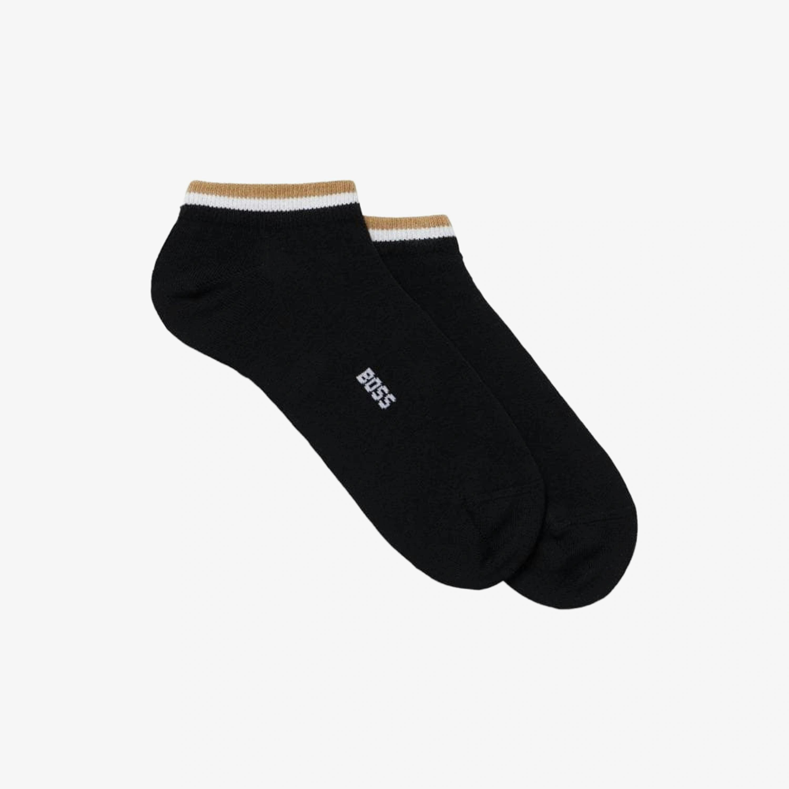 Hugo Boss Stripe Trainer Socks  in Black , view 1 of 3