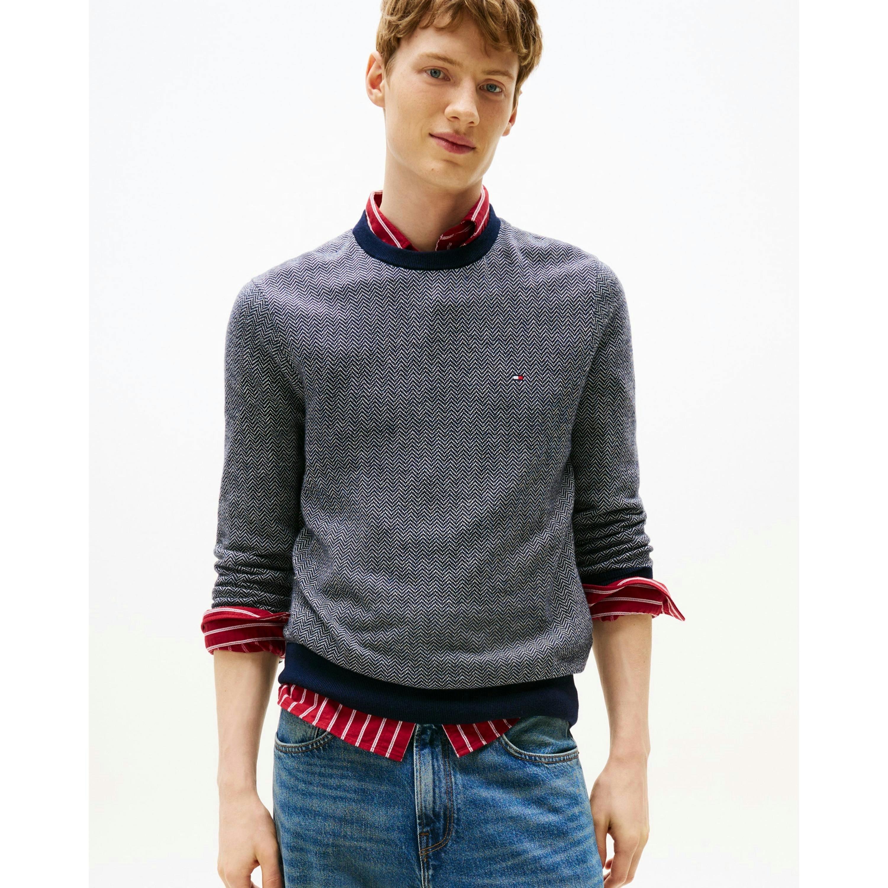 Tommy Hilfiger Herringbone Jumper  in Grey , view 1 of 5