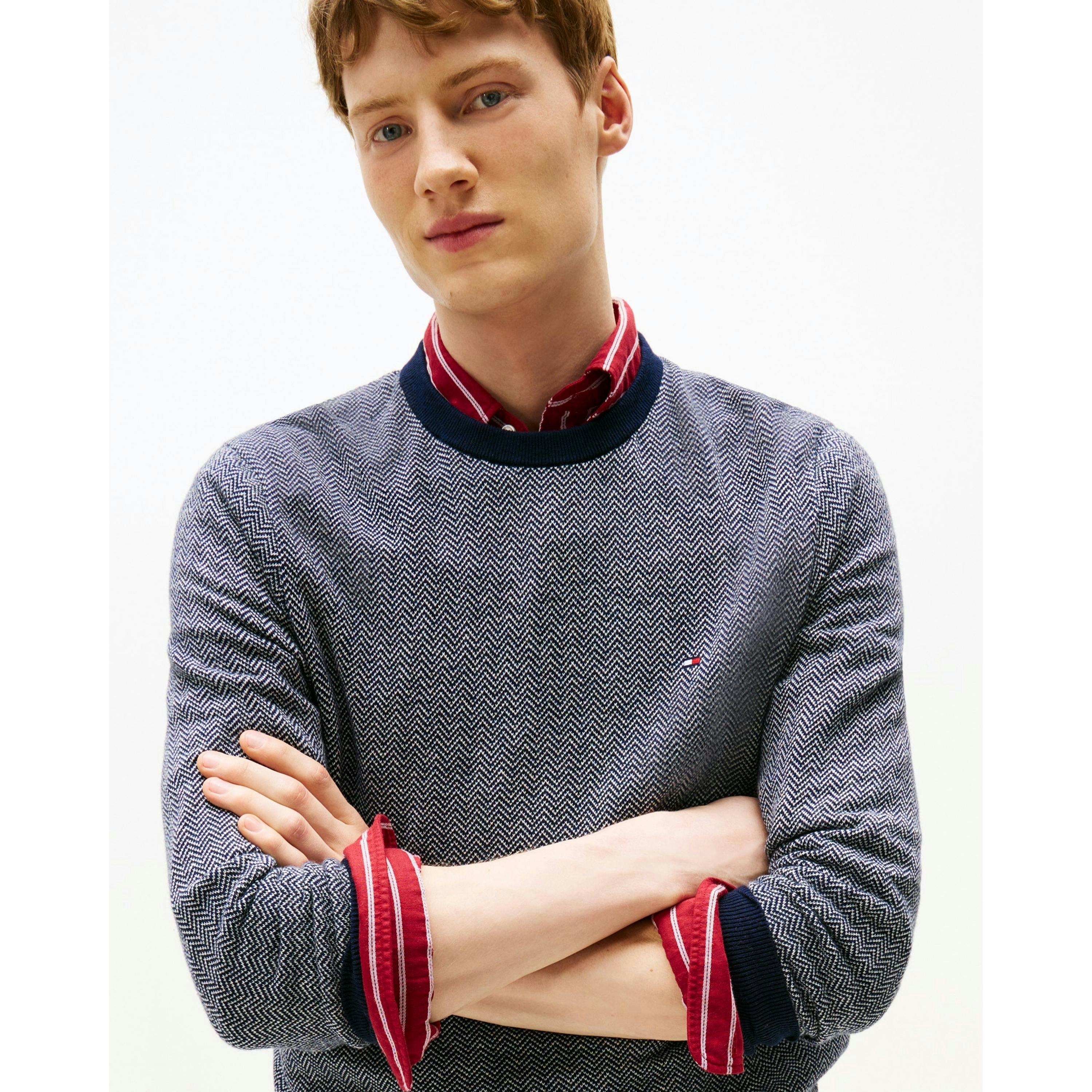 Tommy Hilfiger Herringbone Jumper  in Grey , view 3 of 5
