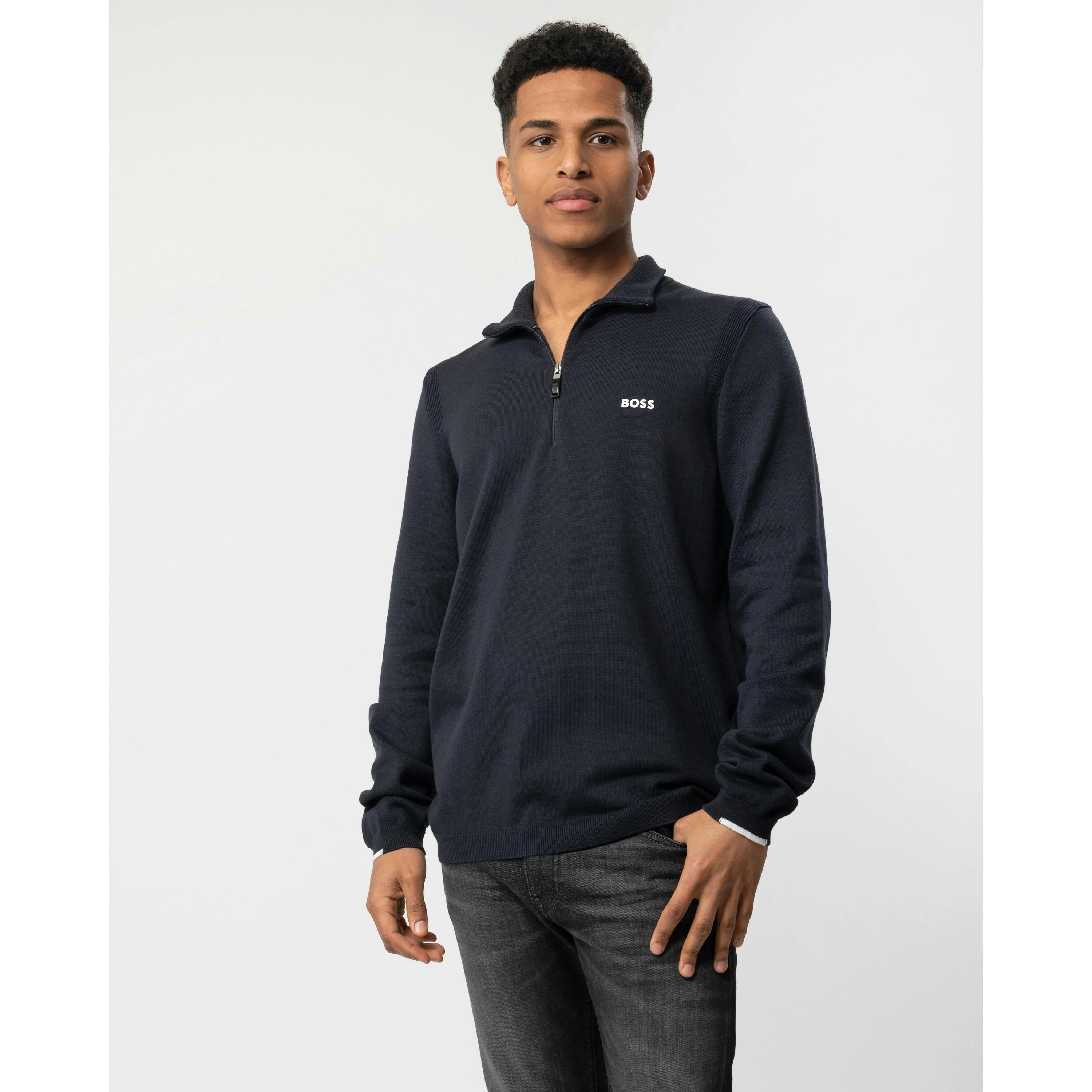 Hugo Boss Logo Print Jumper  in Blue , view 3 of 4