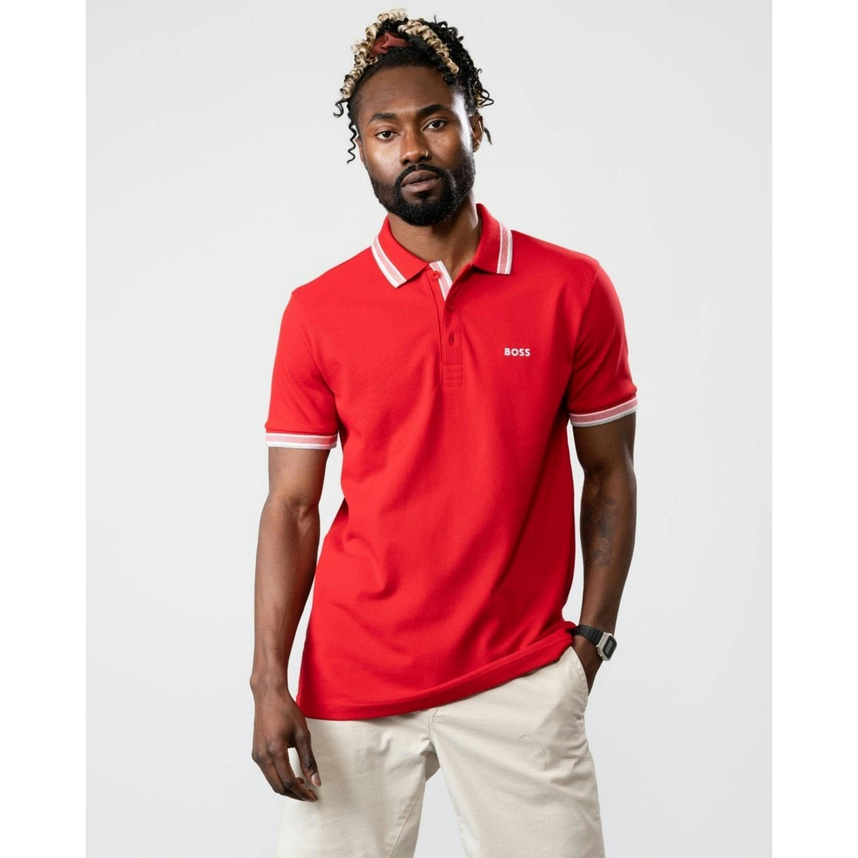 Hugo Boss Contrast Logo Polo Shirt  in Red , view 1 of 4