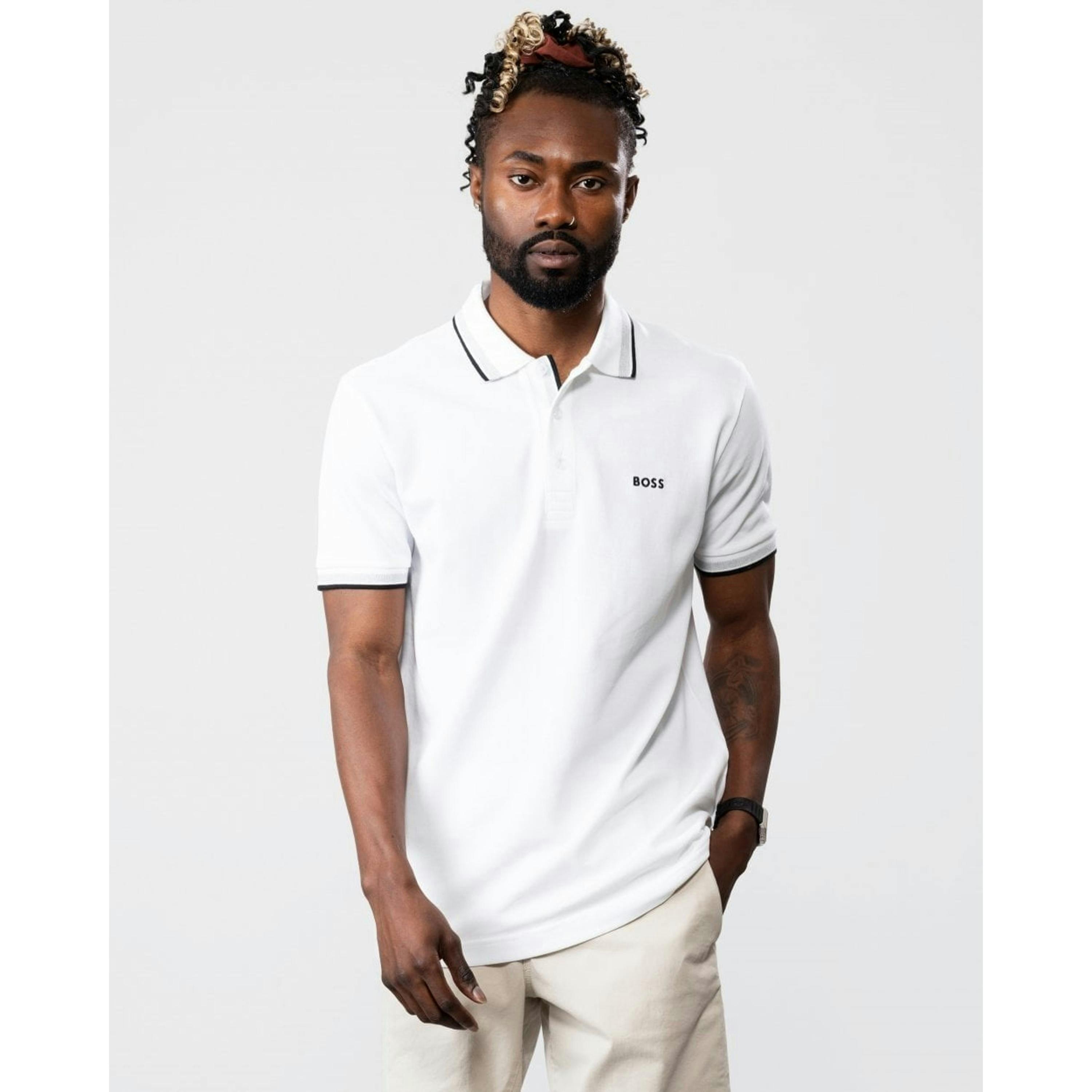 Hugo Boss Contrast Logo Polo Shirt  in White , view 1 of 4