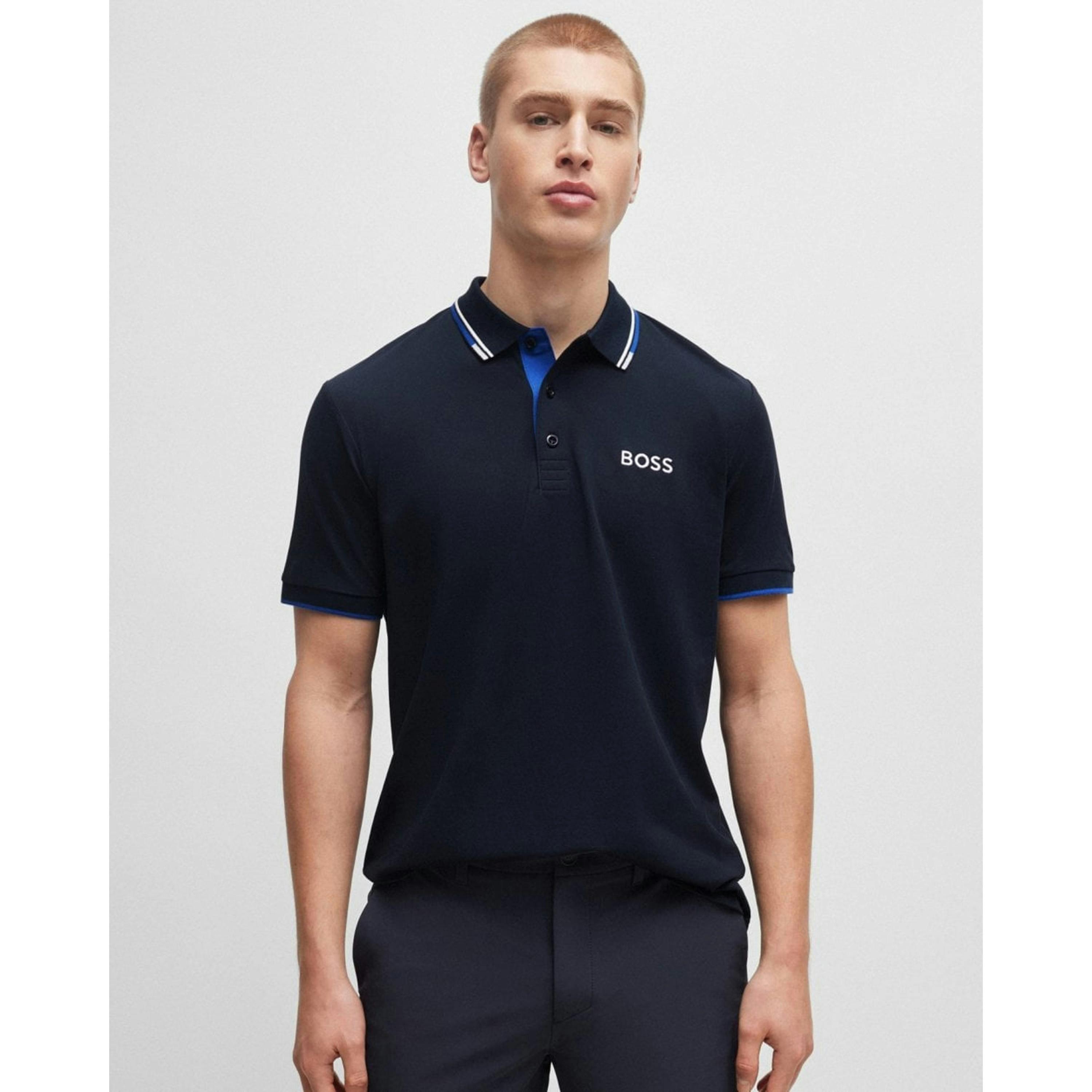 Hugo Boss Contrast Logos Polo Shirt  in Blue , view 1 of 3