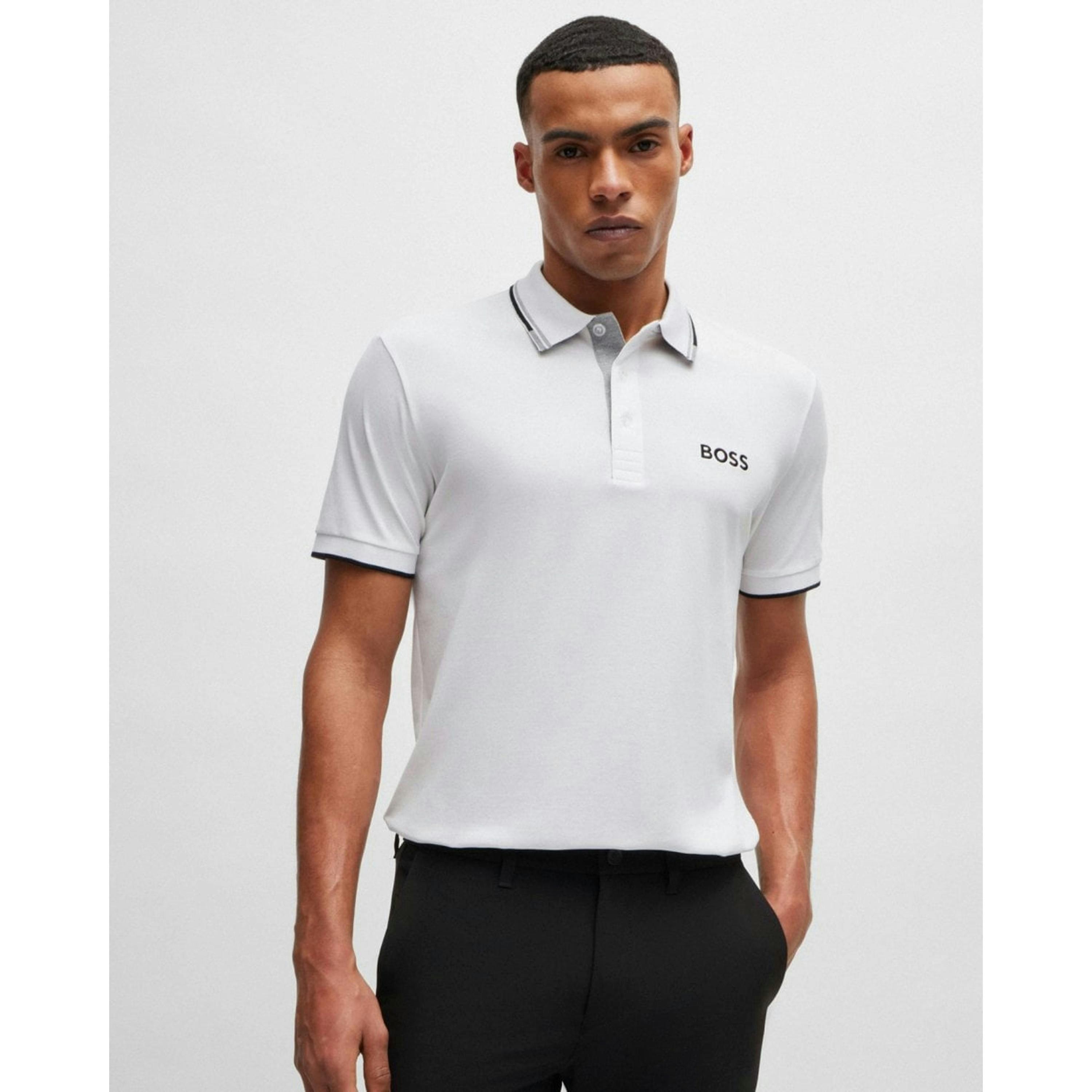 Hugo Boss Contrast Logos Polo Shirt  in White , view 1 of 3